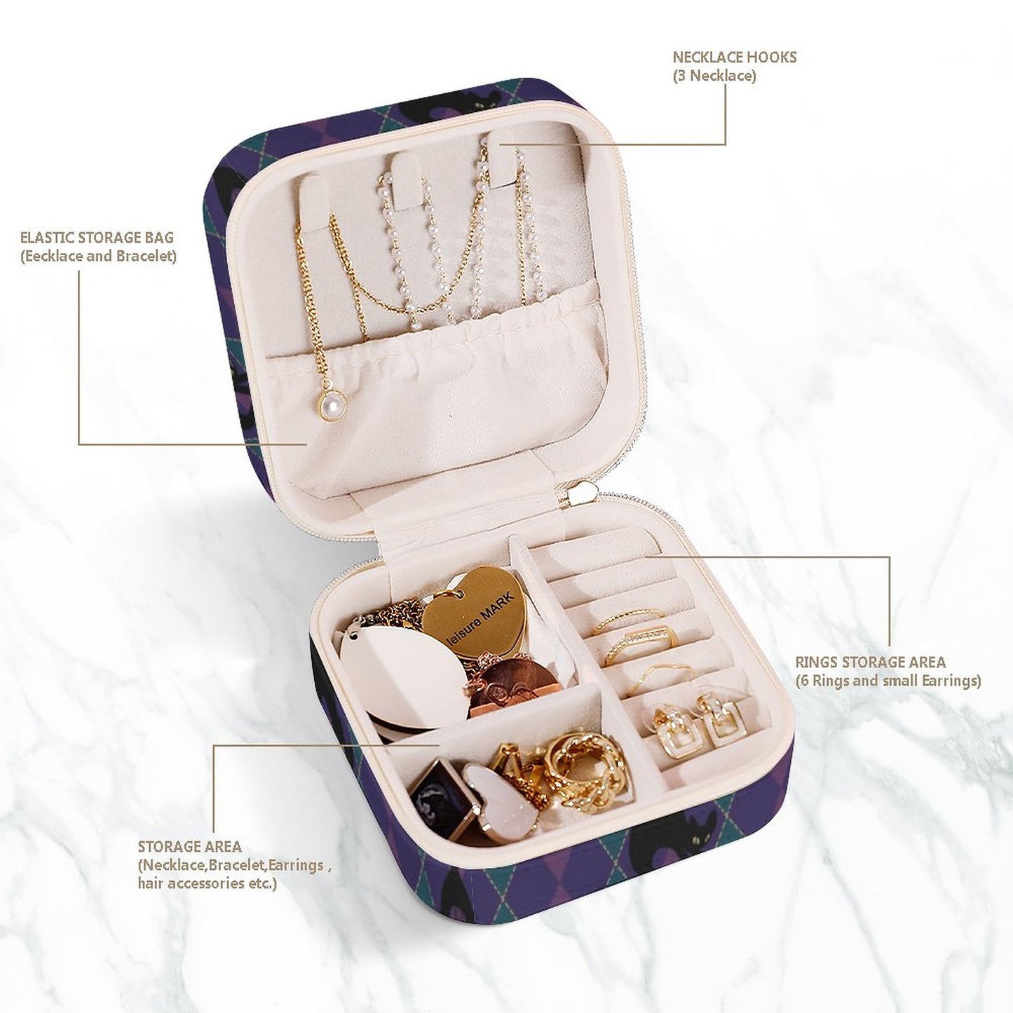 Catty Troubadour Box Organizer for Jewelry (All-Over Printing)