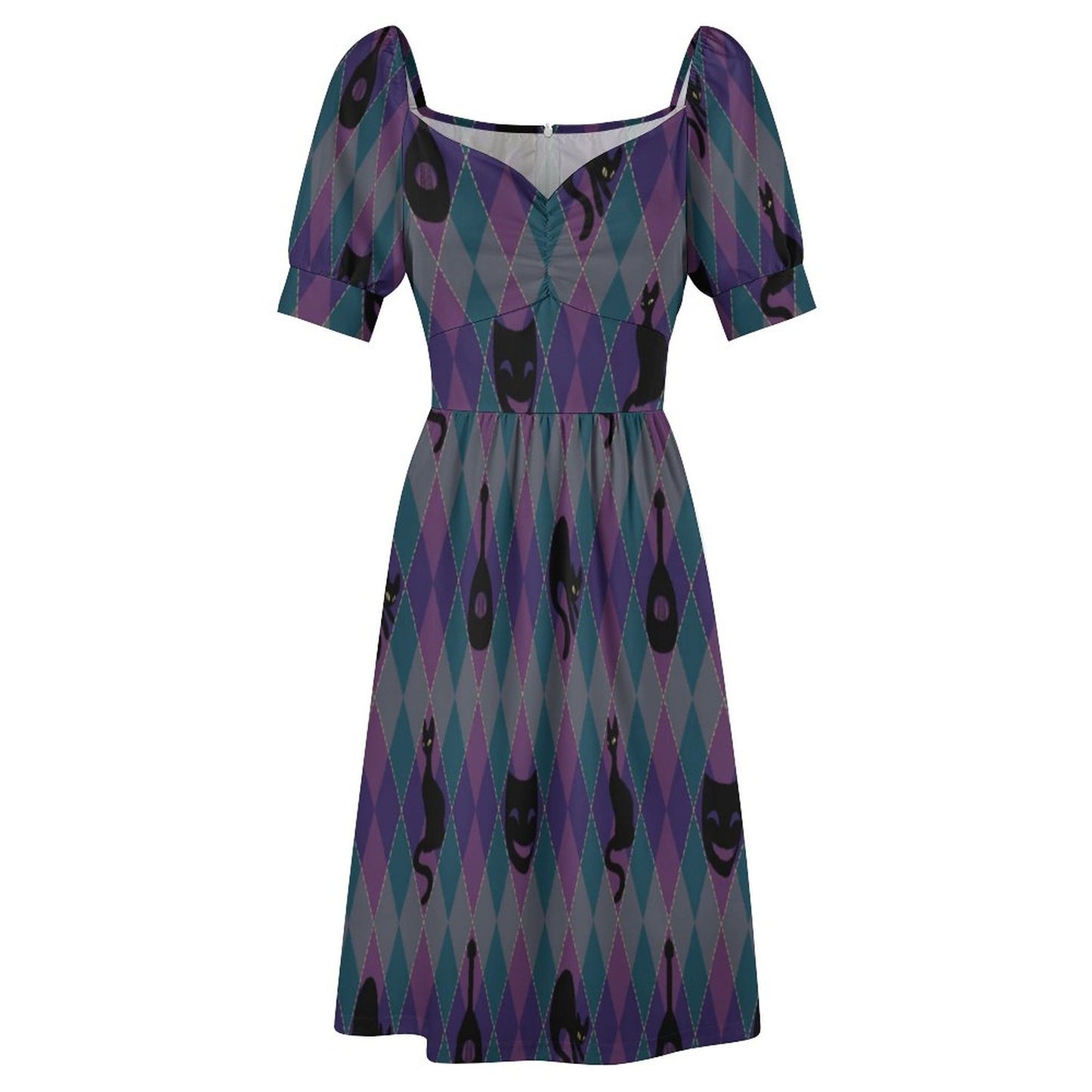 Catty Troubadour Short Sleeve V Neck Lovely Dress B271 (All-Over Printing)