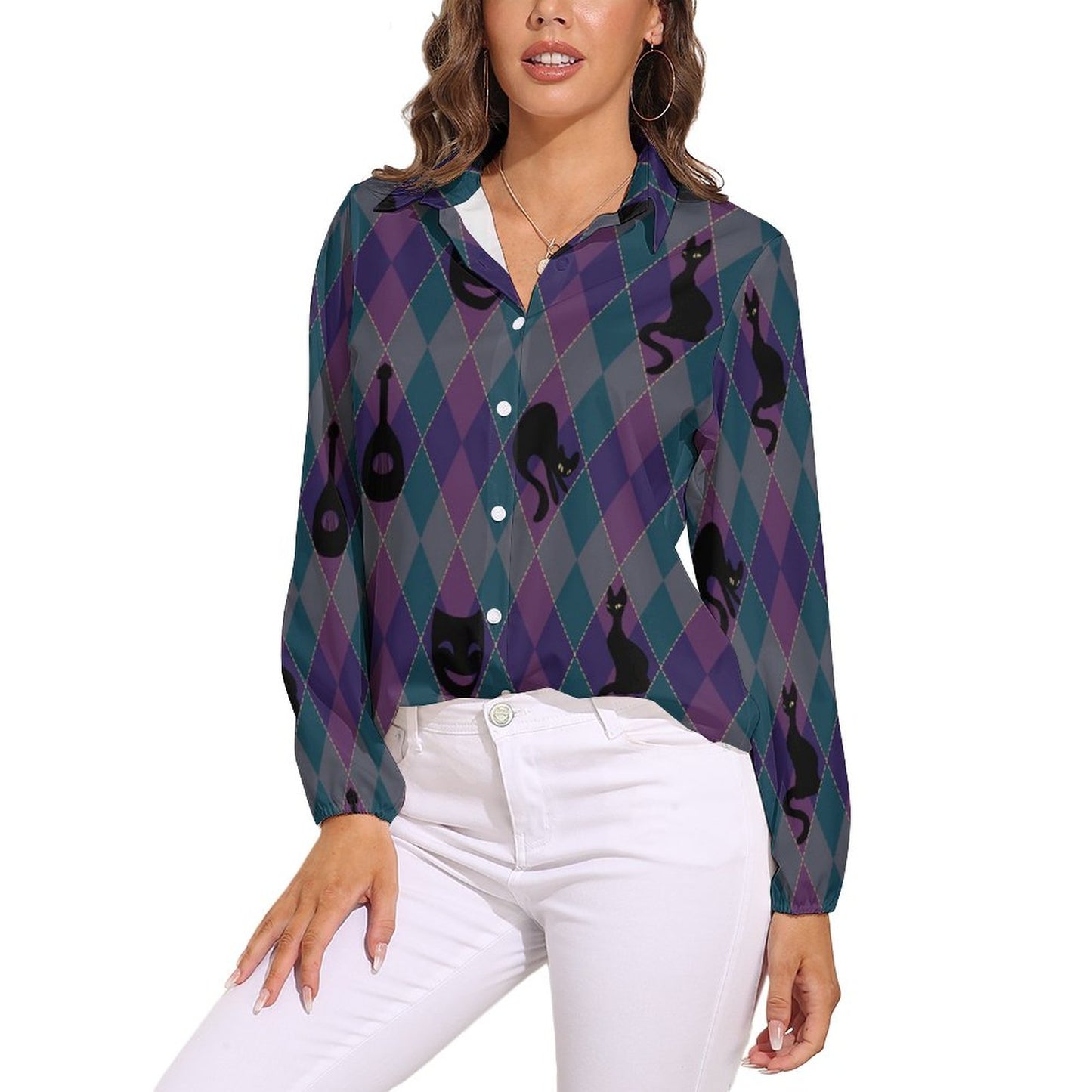 Catty Troubadour Casual Long Sleeve Vintage Tour Shirt HS (All-Over Printing)
