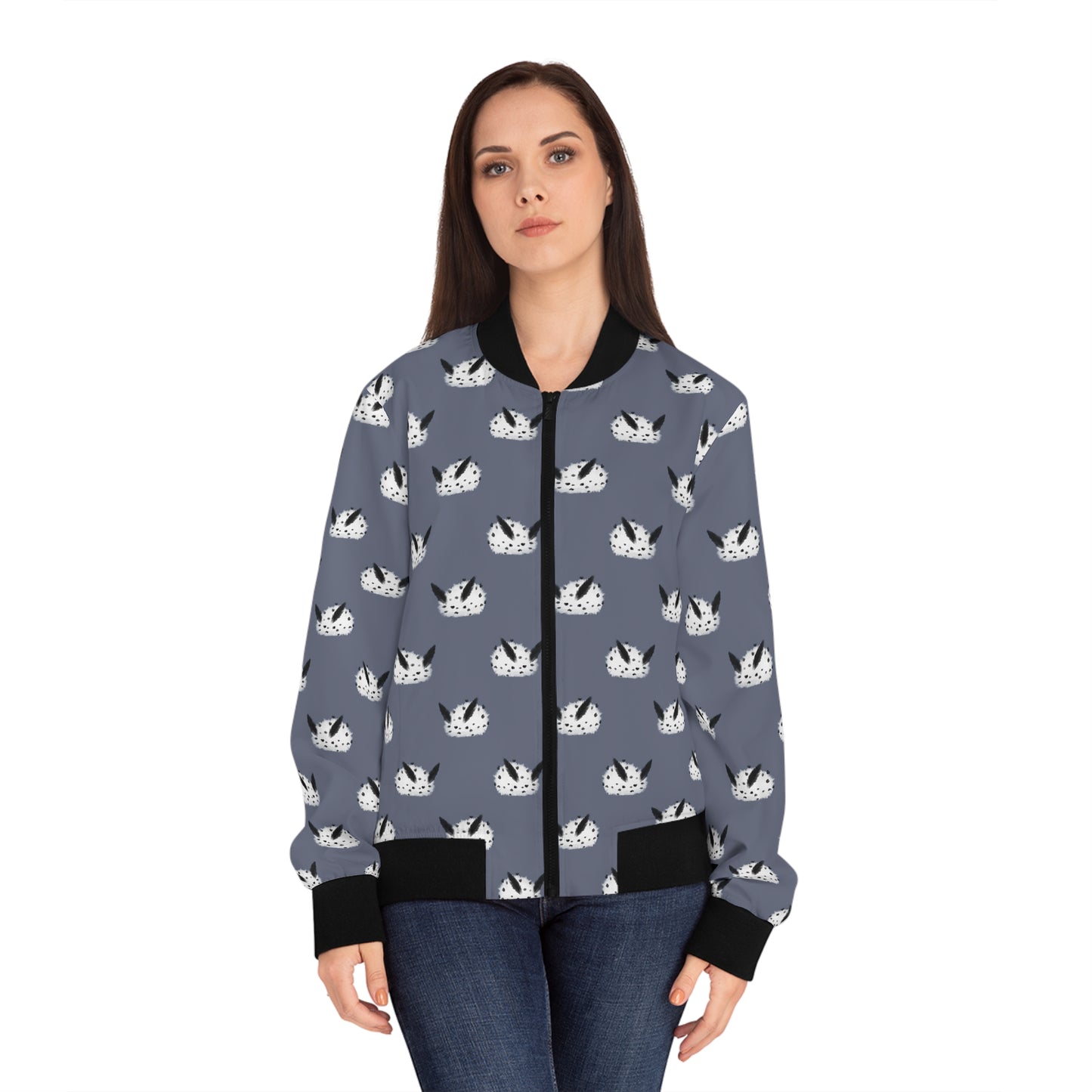 Sea Bunny Grey Women's Bomber Jacket
