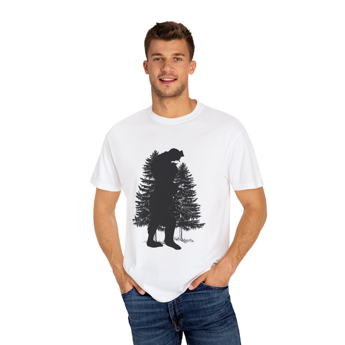 Sasquatch Dad Silhouette Simple Uni Garment-Dyed T-shirt Gift for Fathers