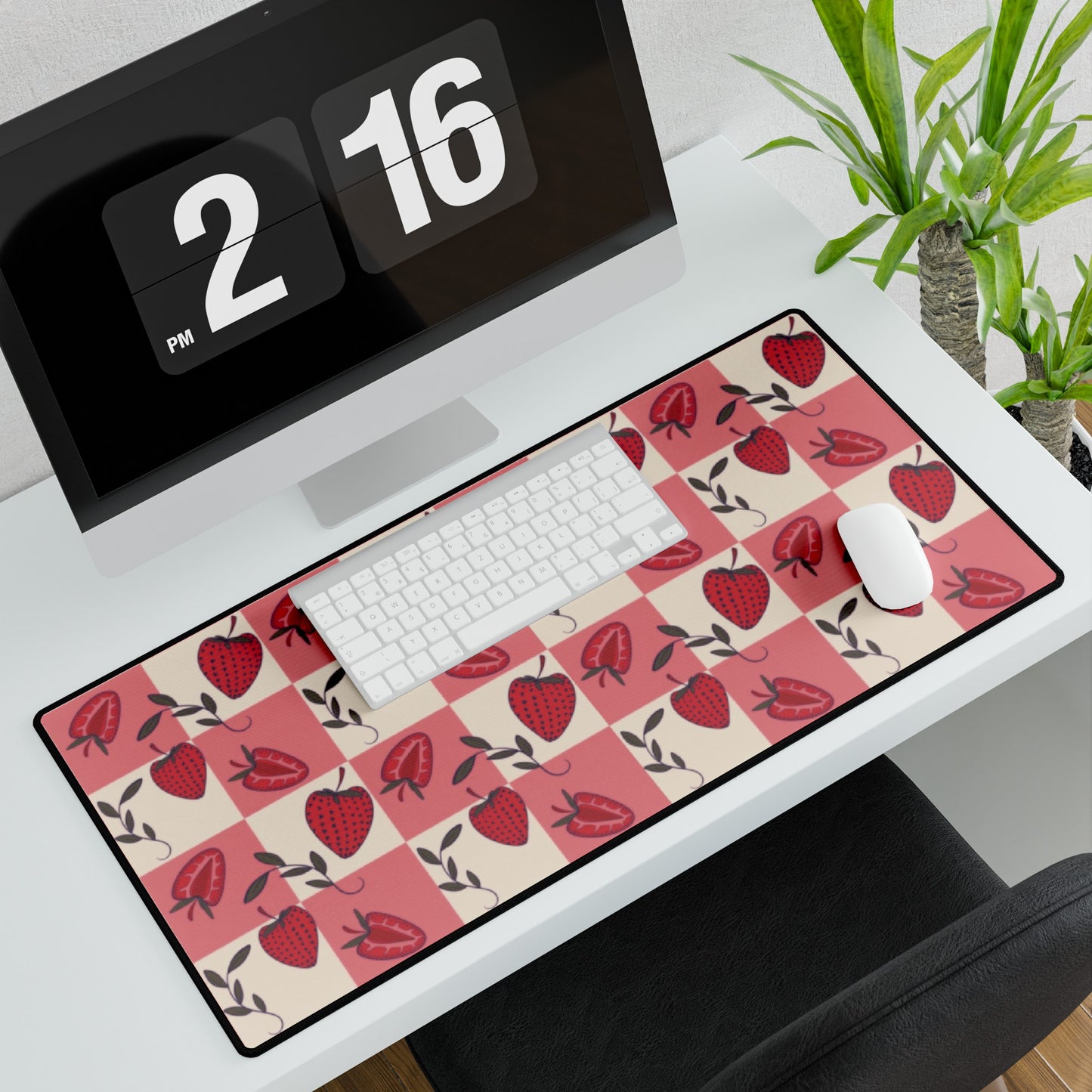 Strawberry Checkers Desk Mat