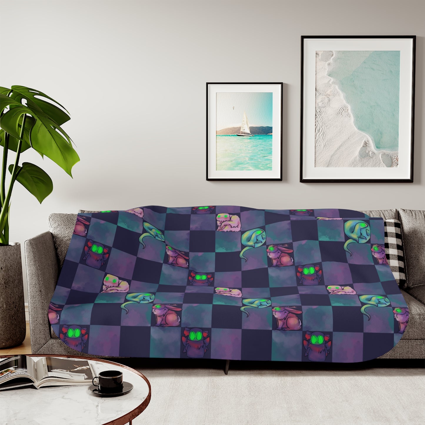 Cryptids Check Sherpa Blanket