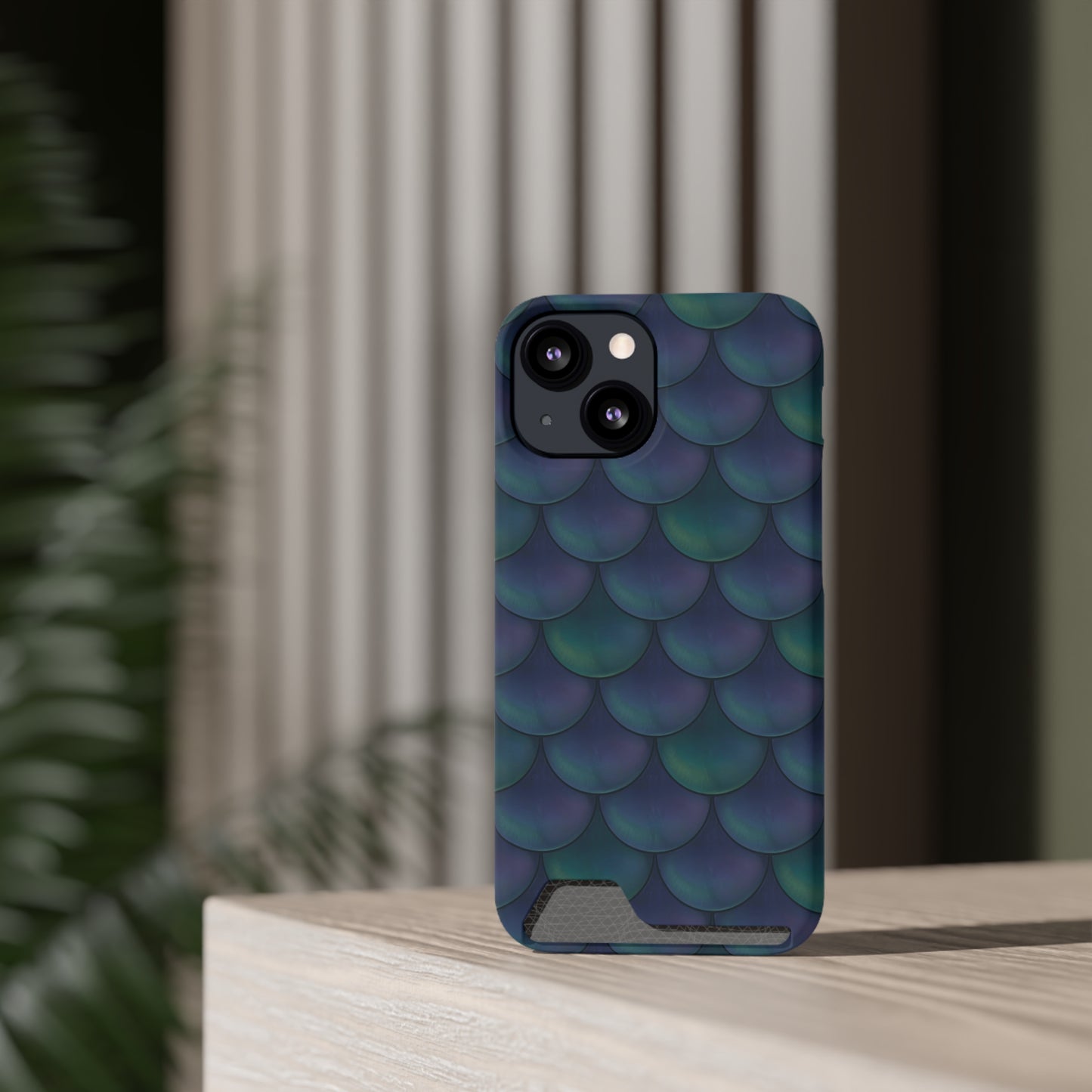 Blue Dragon Scale Phone Case With Card Holder