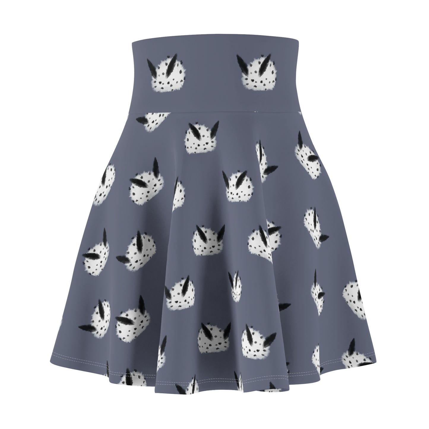 Sea Bunny Grey A-Line Stretchy Skater Skirt