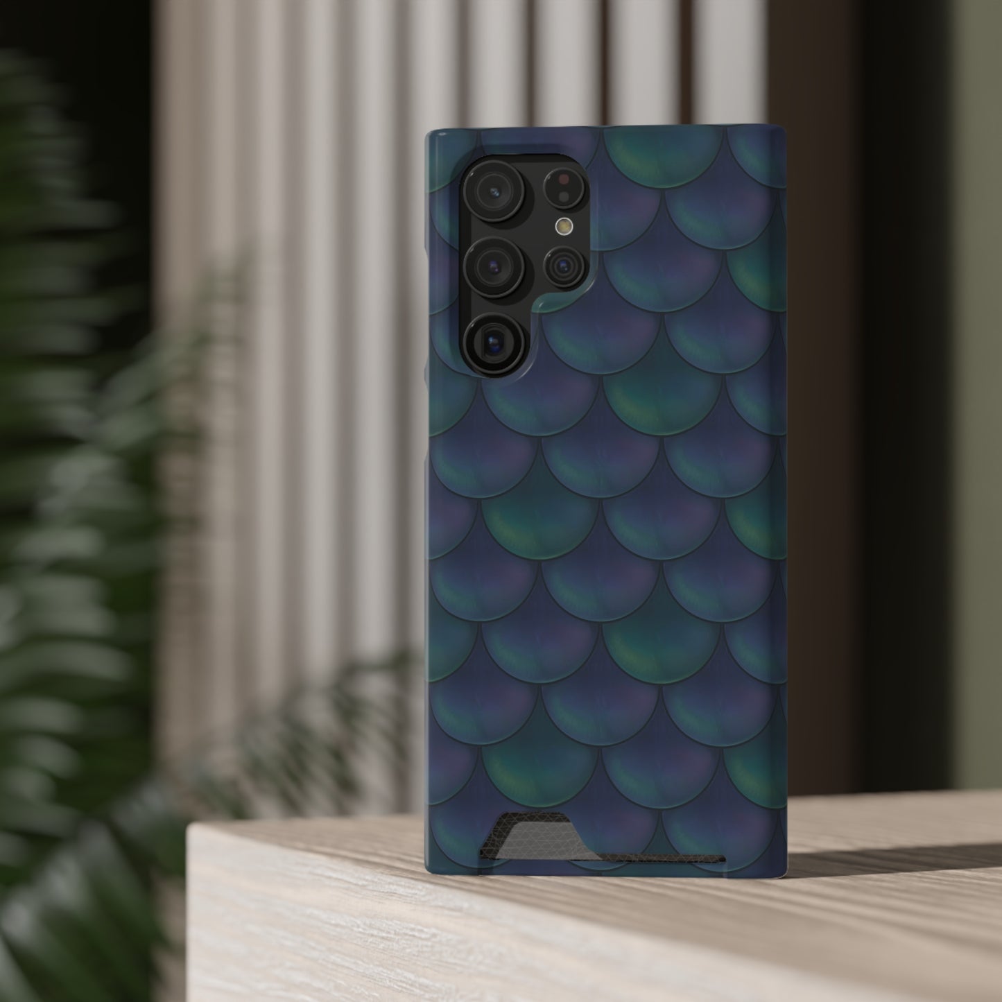 Blue Dragon Scale Phone Case With Card Holder