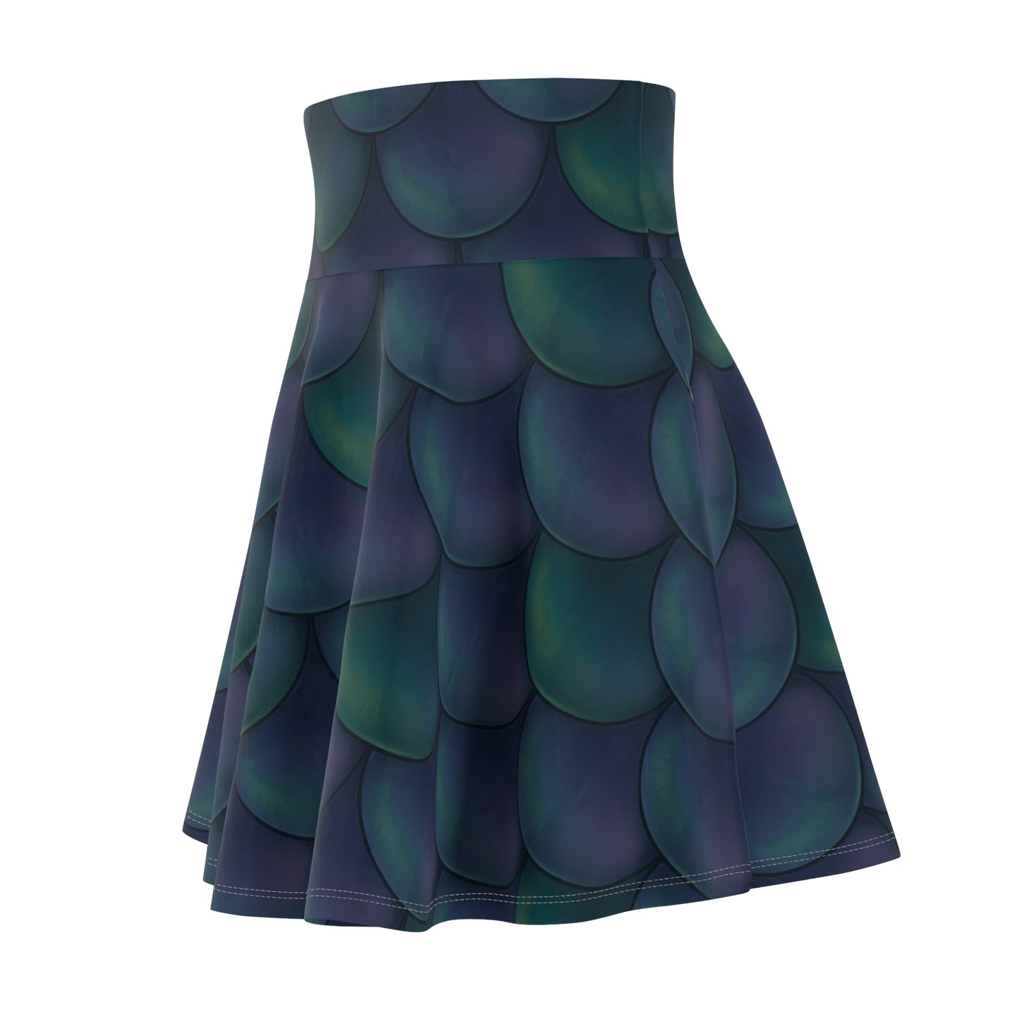 Green Dragon Scale A-Line Stretchy Skater Skirt