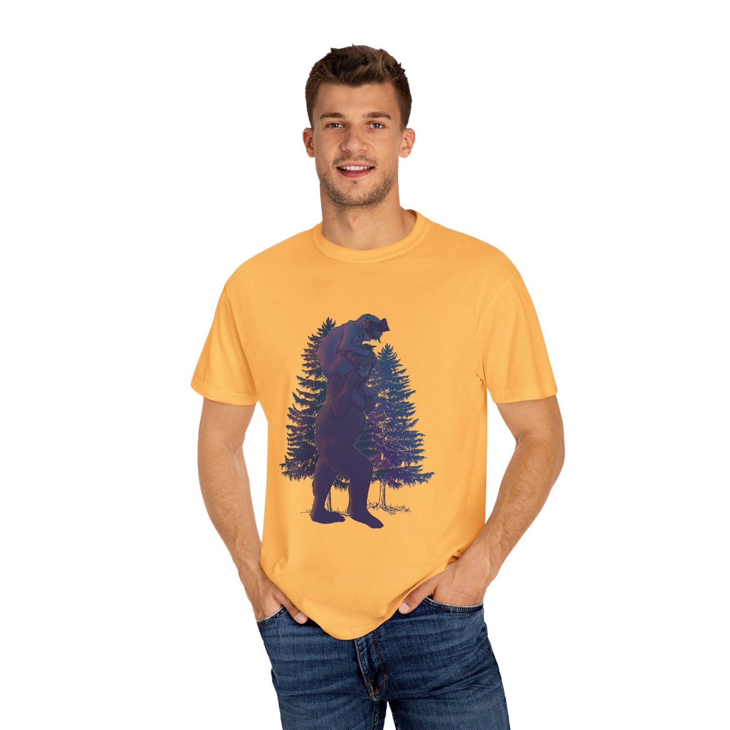 Colored Sasquatch Dad and Daughter Uni Garment-Dyed T-shirt Gift for Fathers