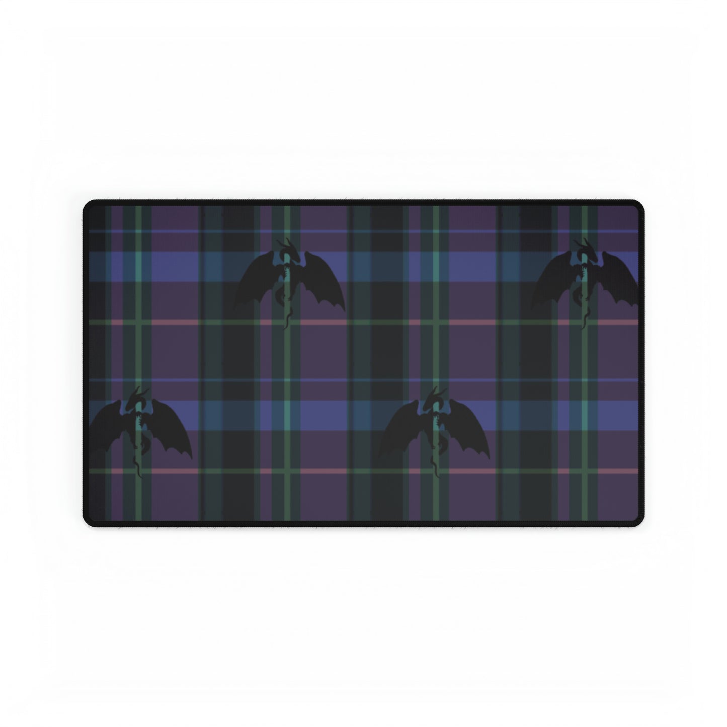 Purple Plaid Dragons Desk Mat