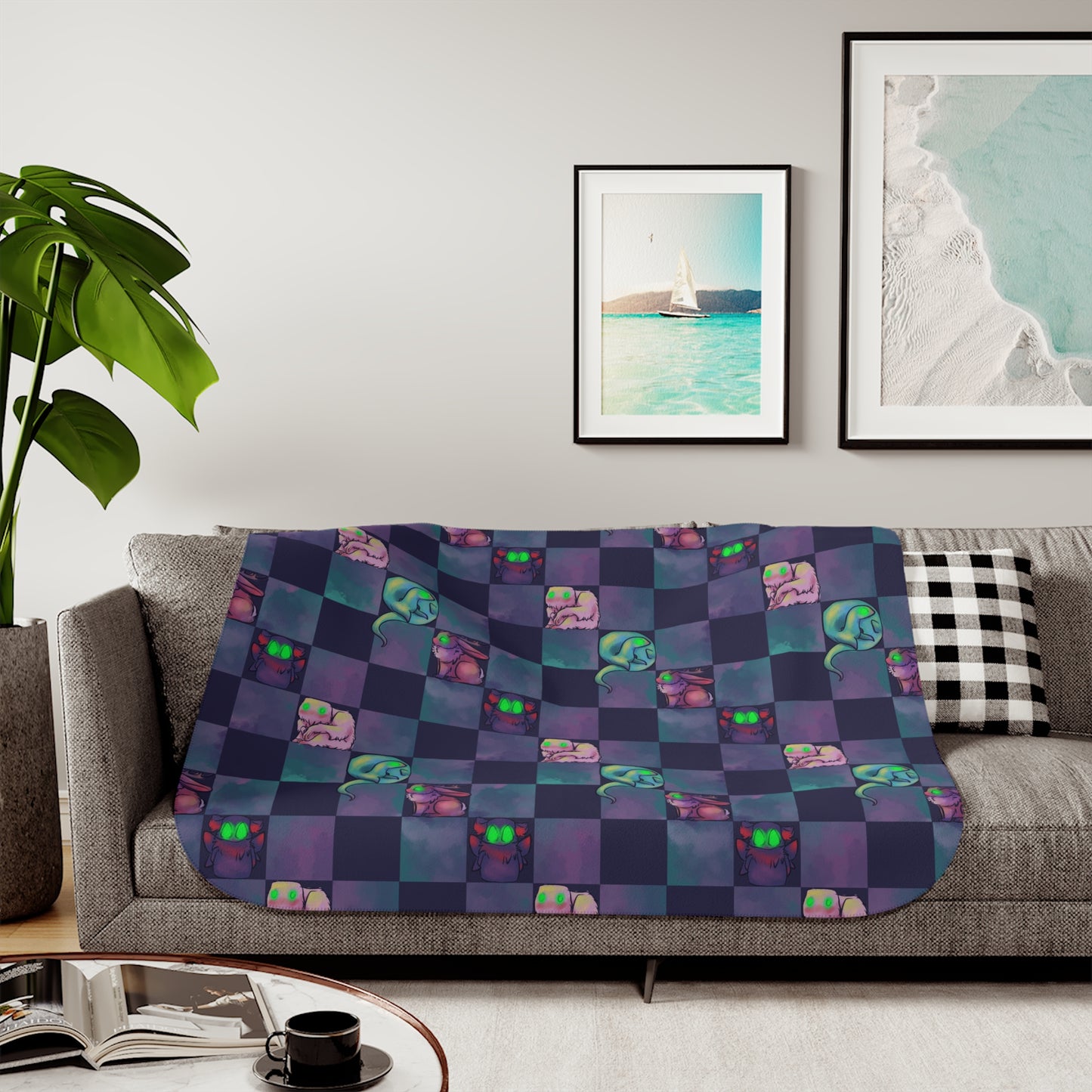 Cryptids Check Sherpa Blanket