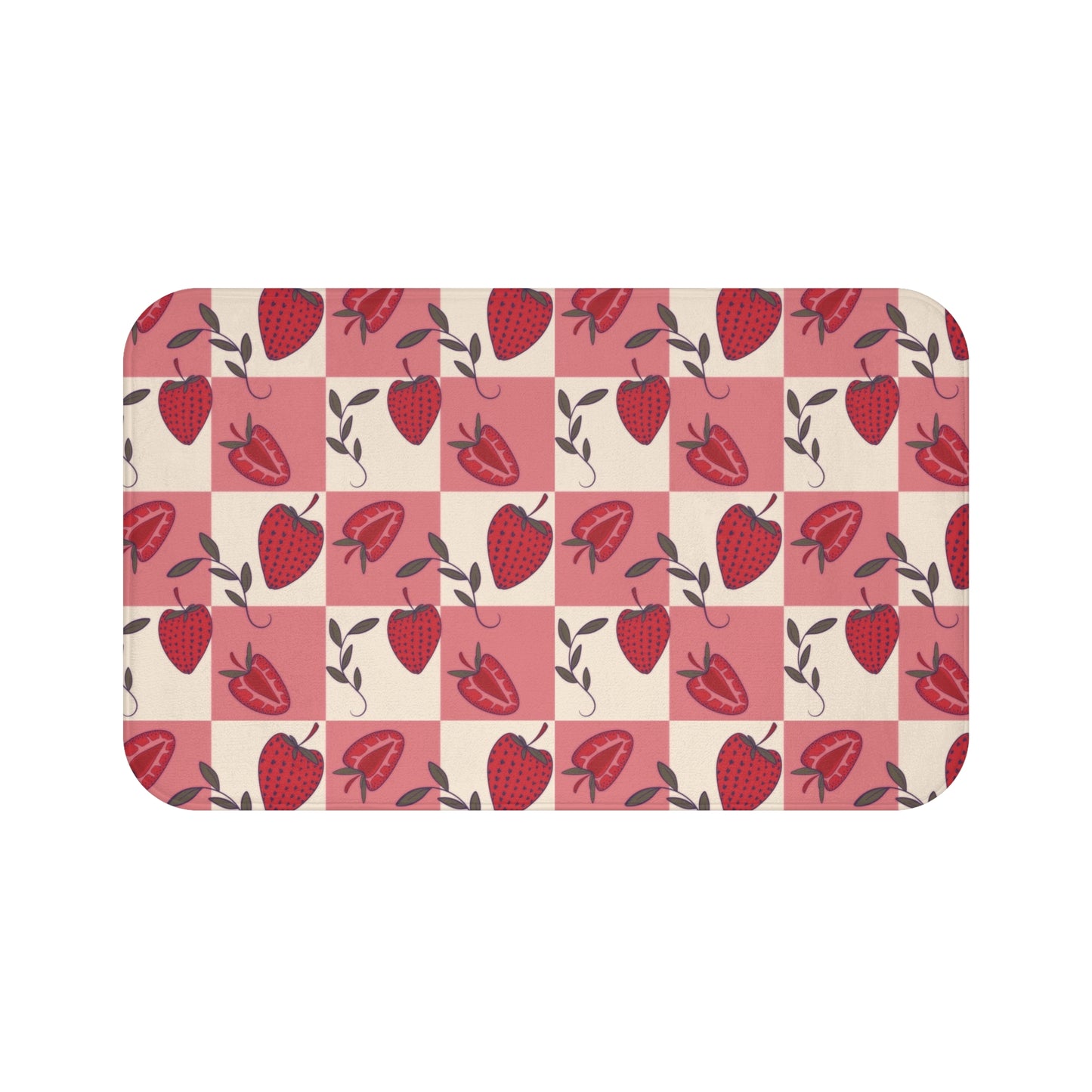 Strawberry Checkers Bath Mat