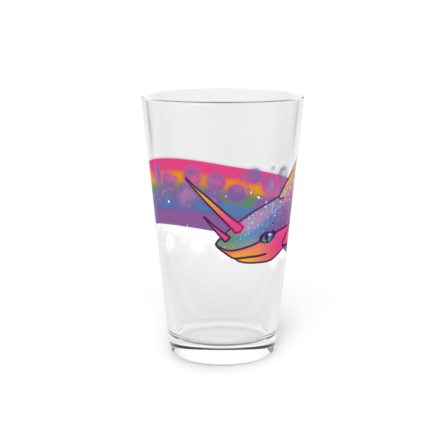 Rainbow Shark Pint Glass, 16oz