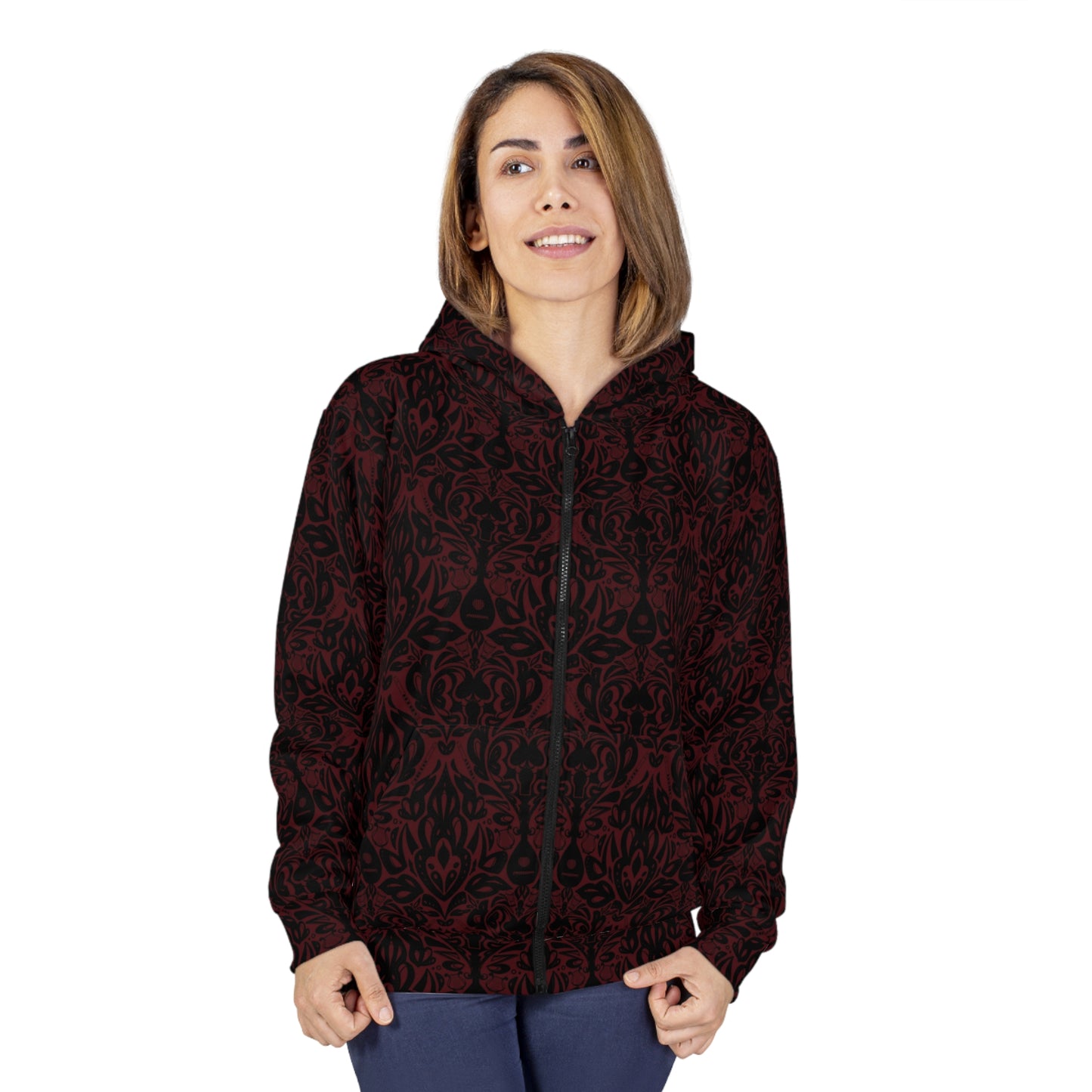 Dark Red Bard Unisex Zip Hoodie
