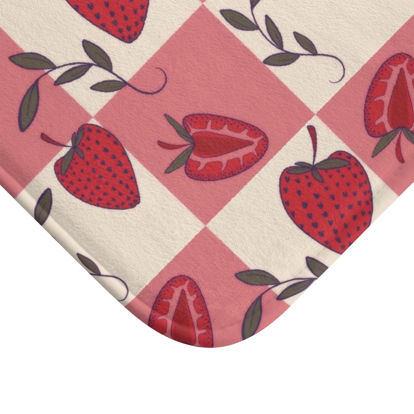 Strawberry Checkers Bath Mat