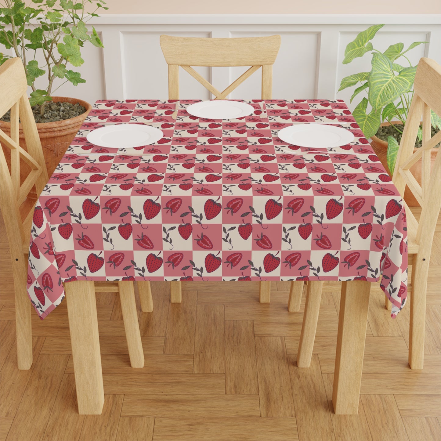 Strawberry Checkers Tablecloth