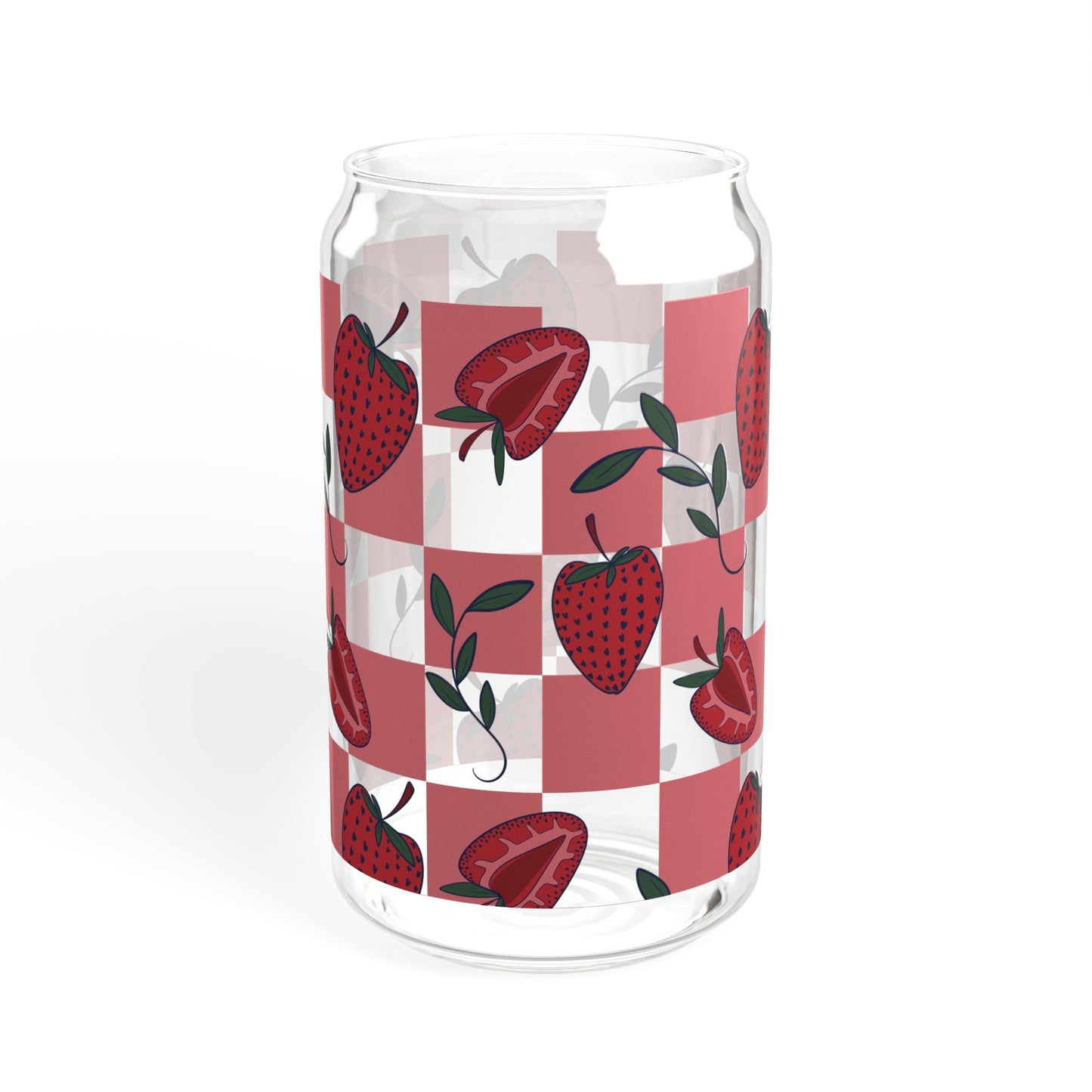 Strawberry Checkers Sipper Glass, 16oz