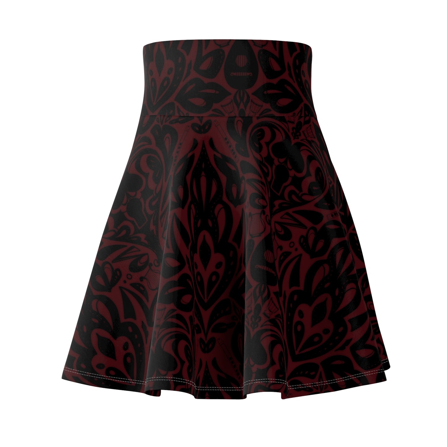 Dark Red Bard A-Line Stretchy Skater Skirt