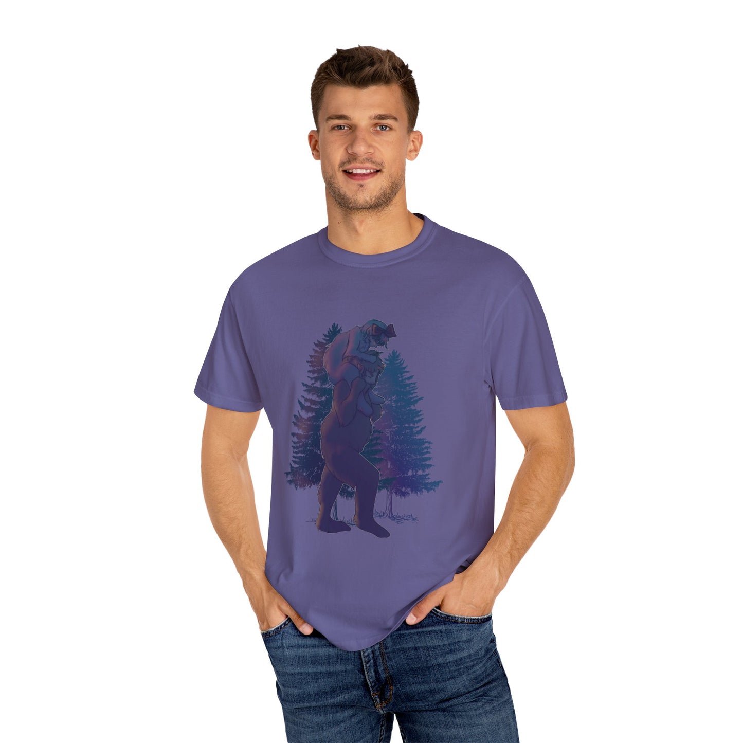 Colored Sasquatch Dad and Daughter Uni Garment-Dyed T-shirt Gift for Fathers