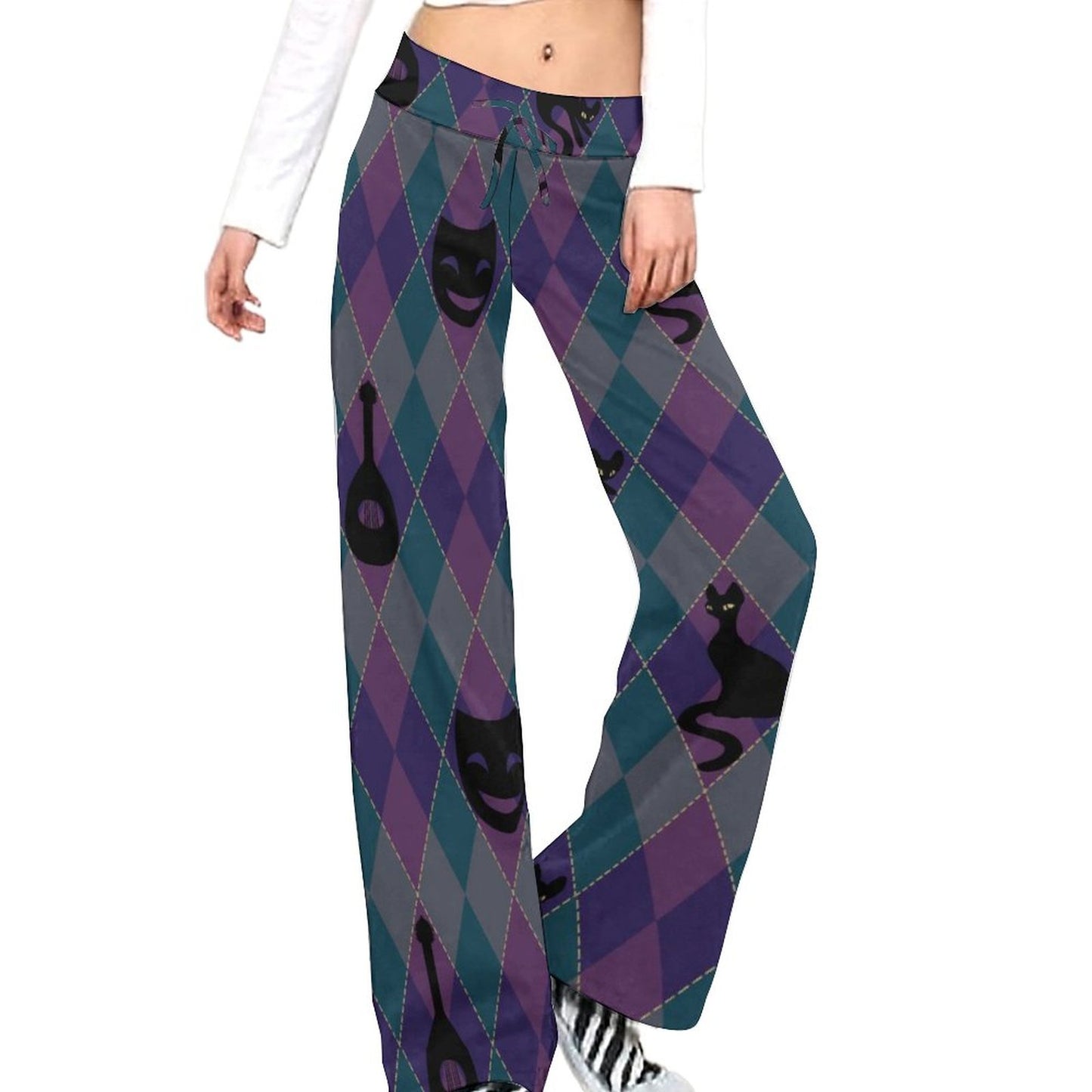 Catty Troubadour Personalized Drawstring Yoga PantsxP with Straight Baggy (All-Over Printing)
