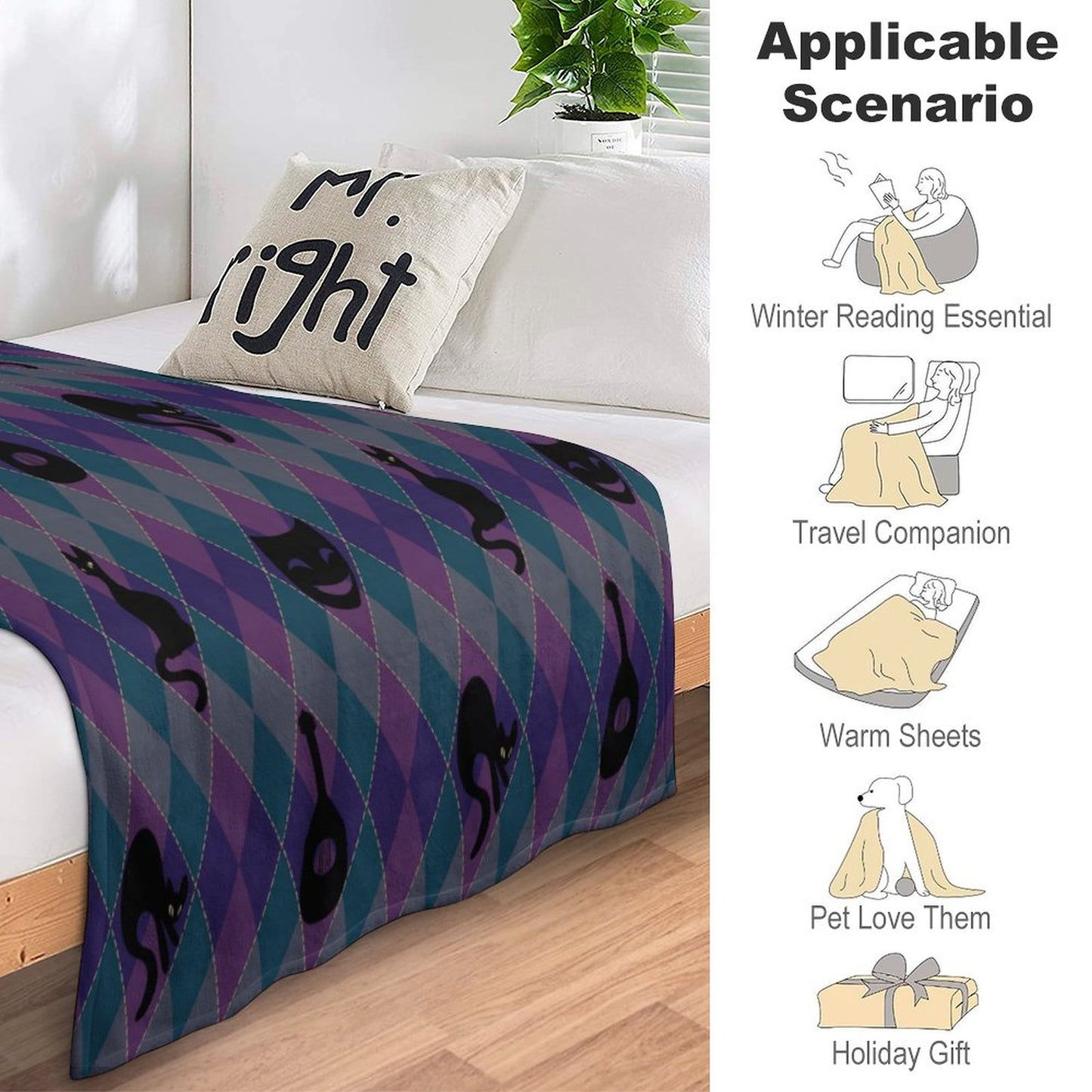 Catty Troubadour 280gsm Flannel Blanket (One-sided Printing)