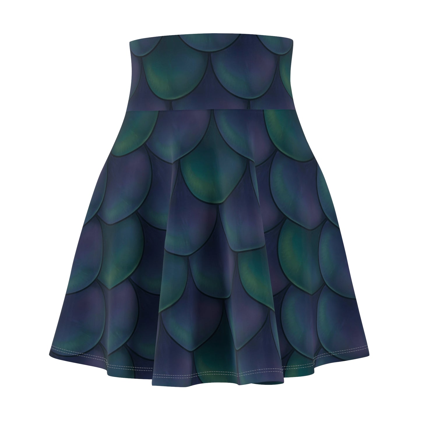 Green Dragon Scale A-Line Stretchy Skater Skirt