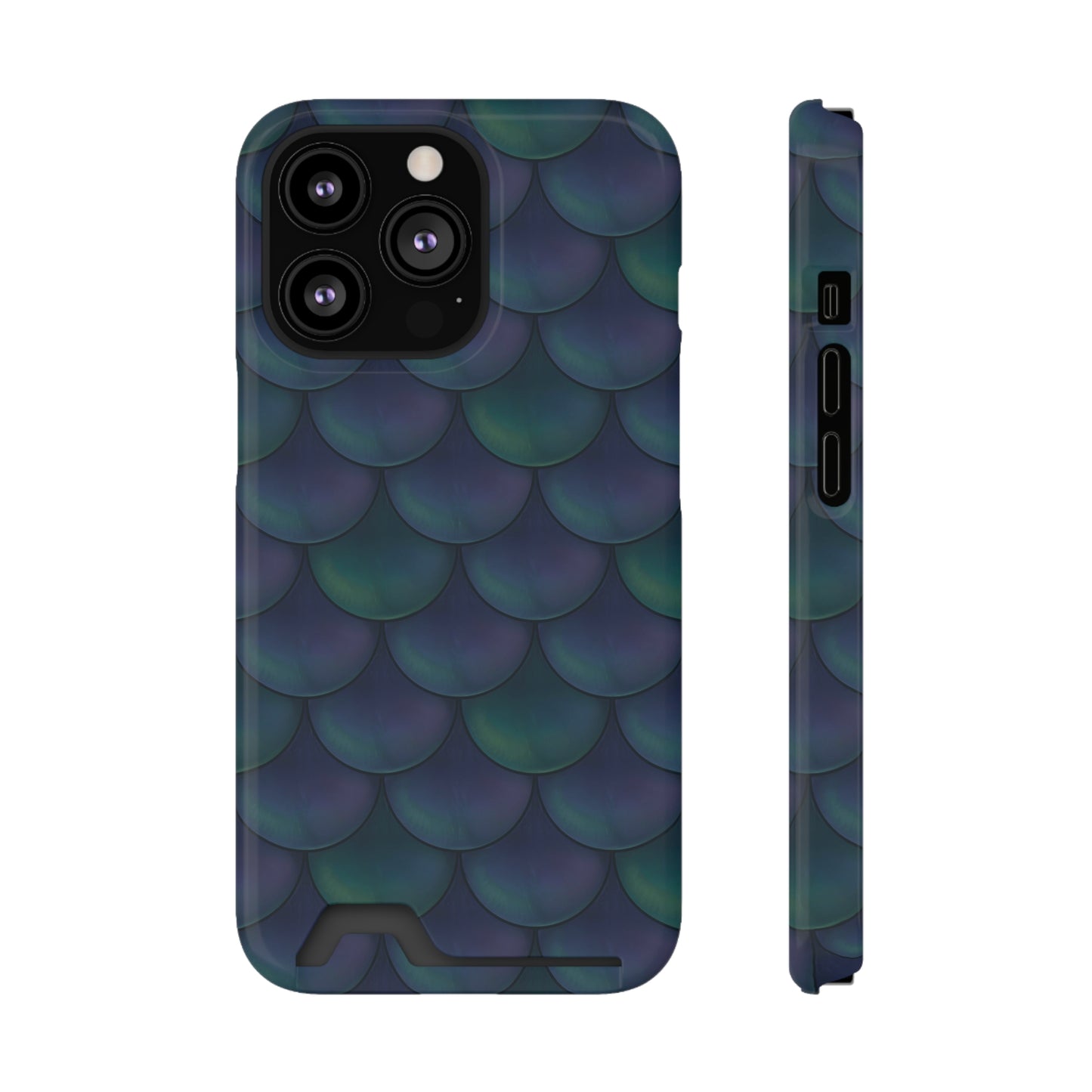 Blue Dragon Scale Phone Case With Card Holder