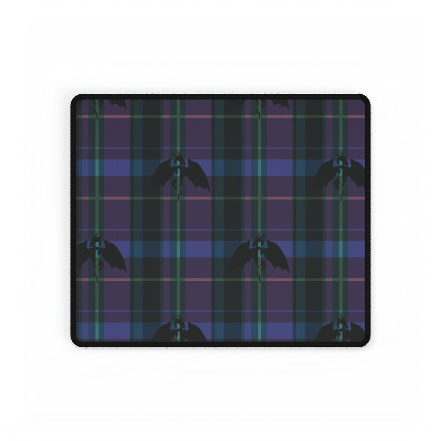 Purple Plaid Dragons Desk Mat