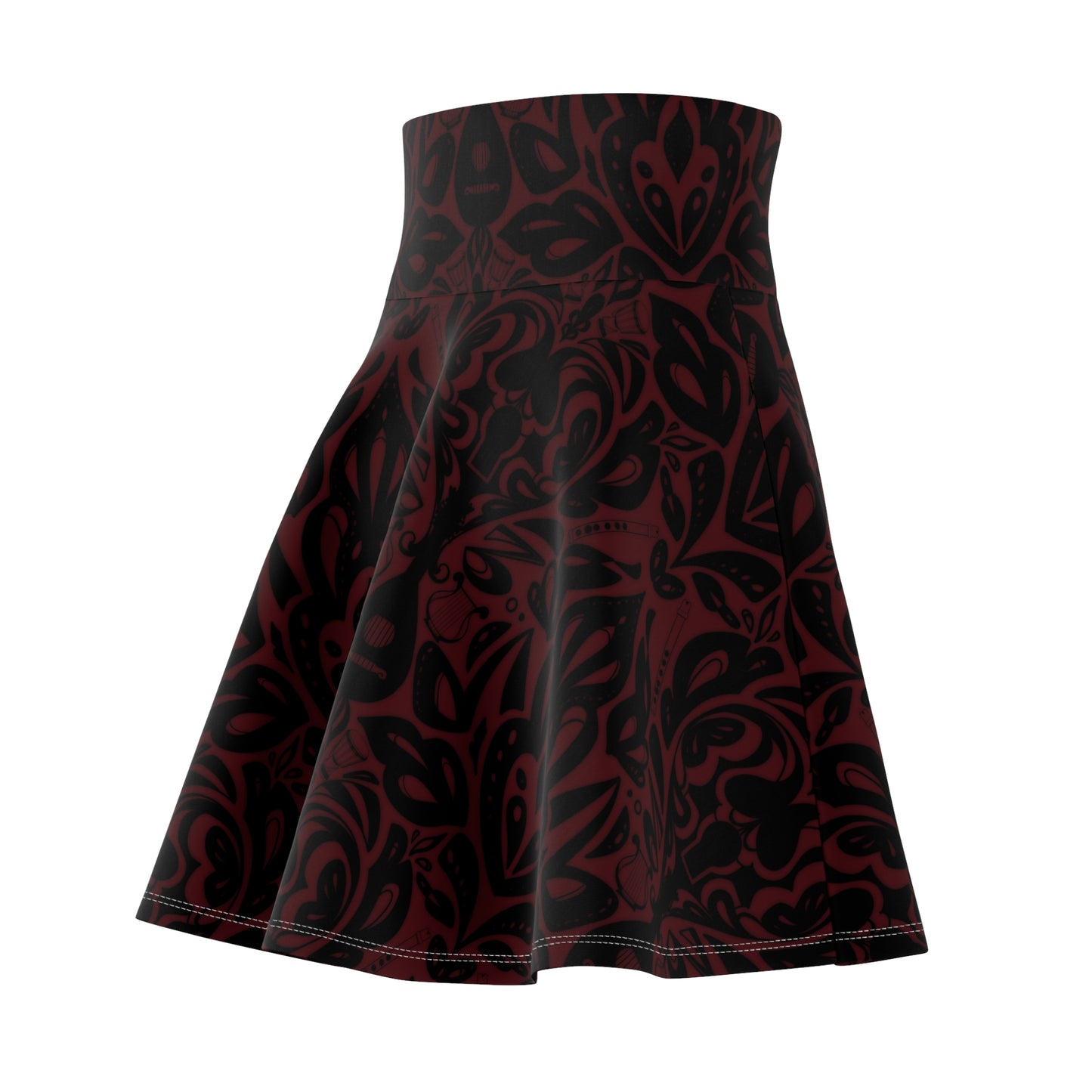 Dark Red Bard A-Line Stretchy Skater Skirt