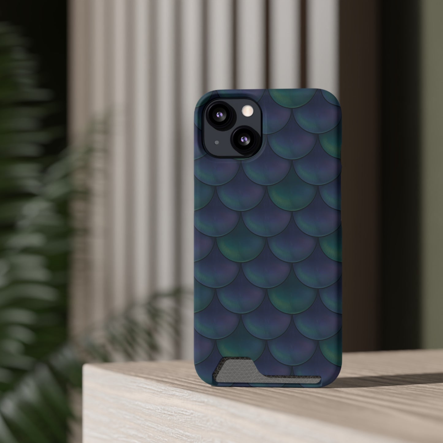 Blue Dragon Scale Phone Case With Card Holder