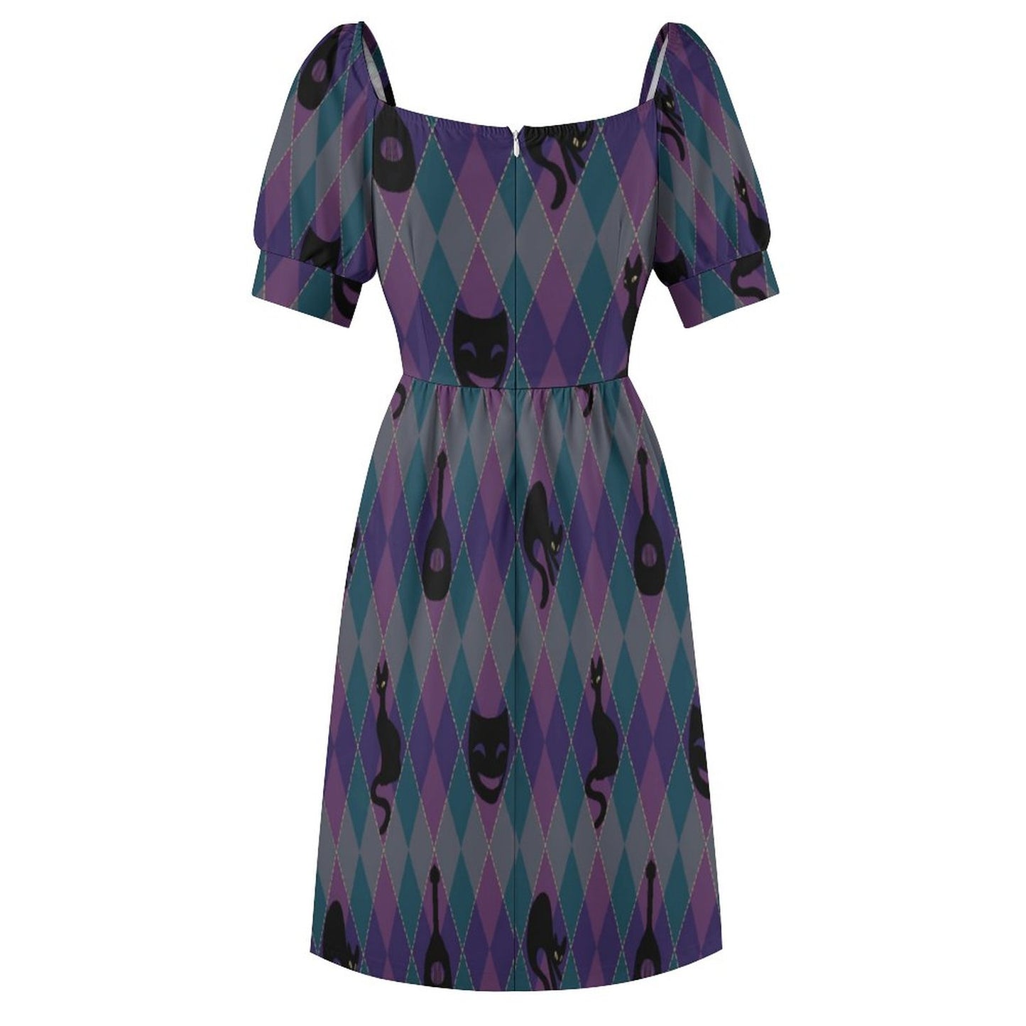 Catty Troubadour Short Sleeve V Neck Lovely Dress B271 (All-Over Printing)
