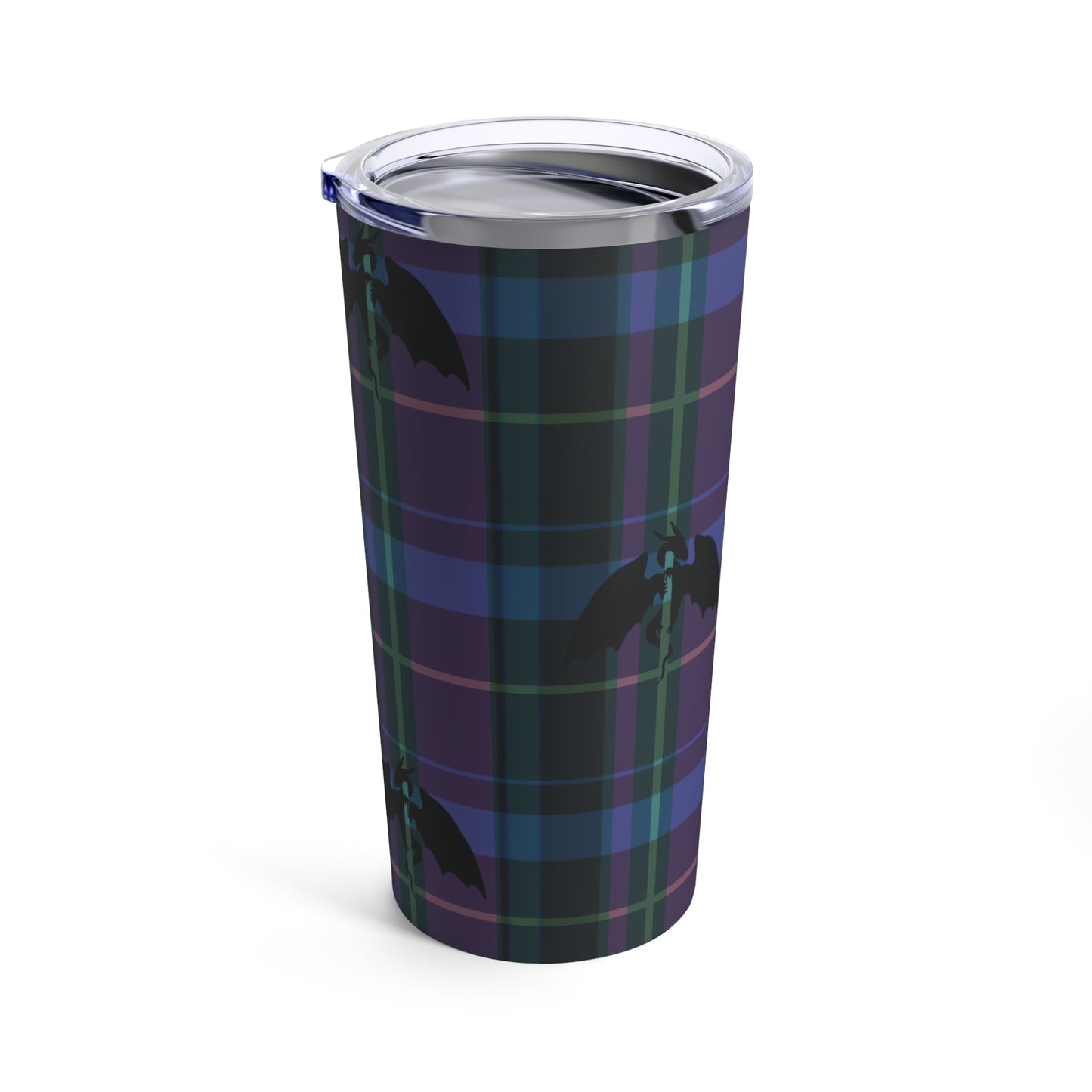 Purple Plaid Dragons Tumbler 20oz