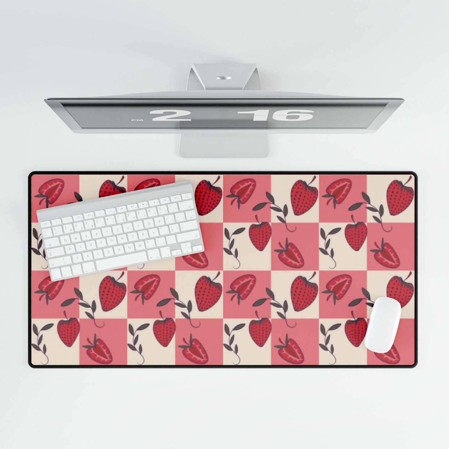 Strawberry Checkers Desk Mat