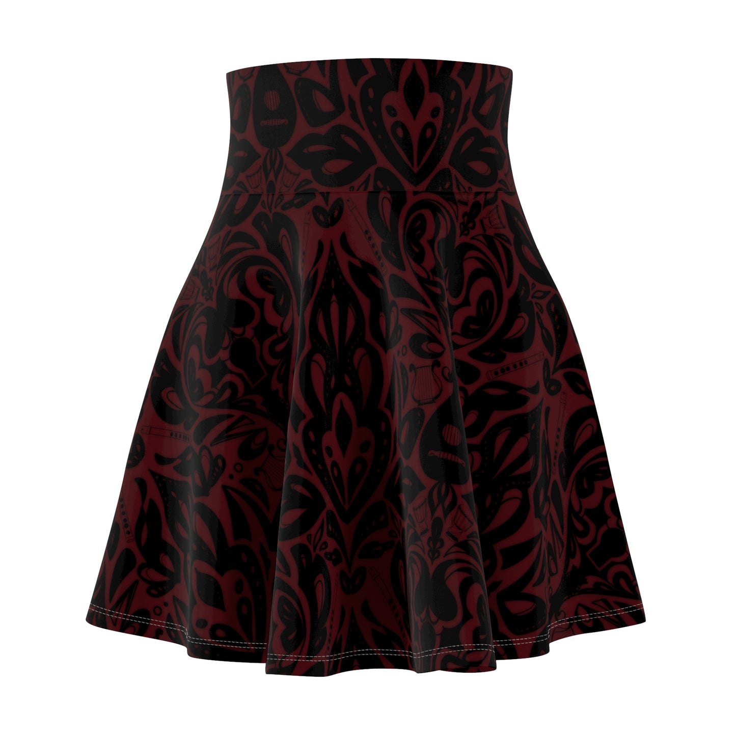 Dark Red Bard A-Line Stretchy Skater Skirt