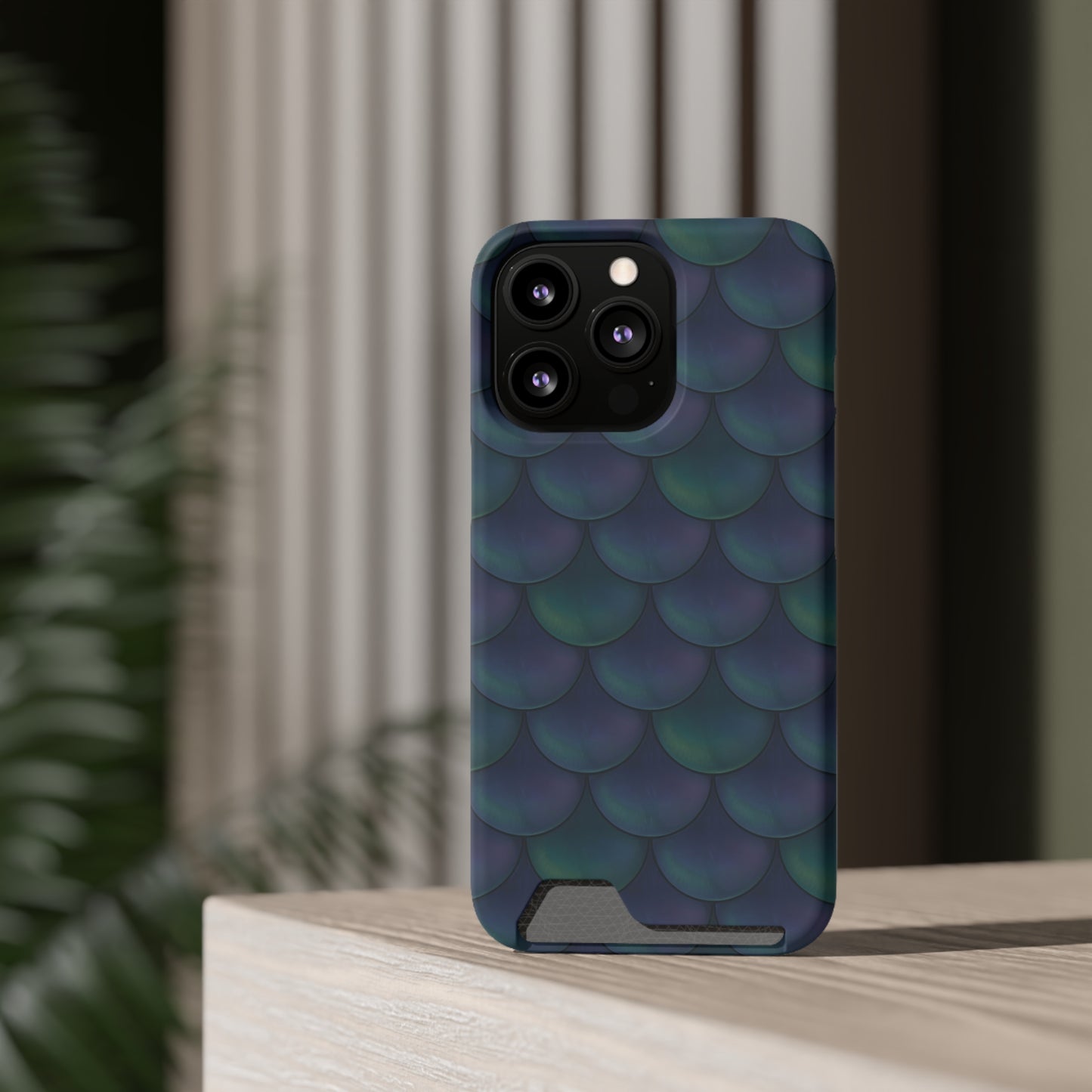 Blue Dragon Scale Phone Case With Card Holder