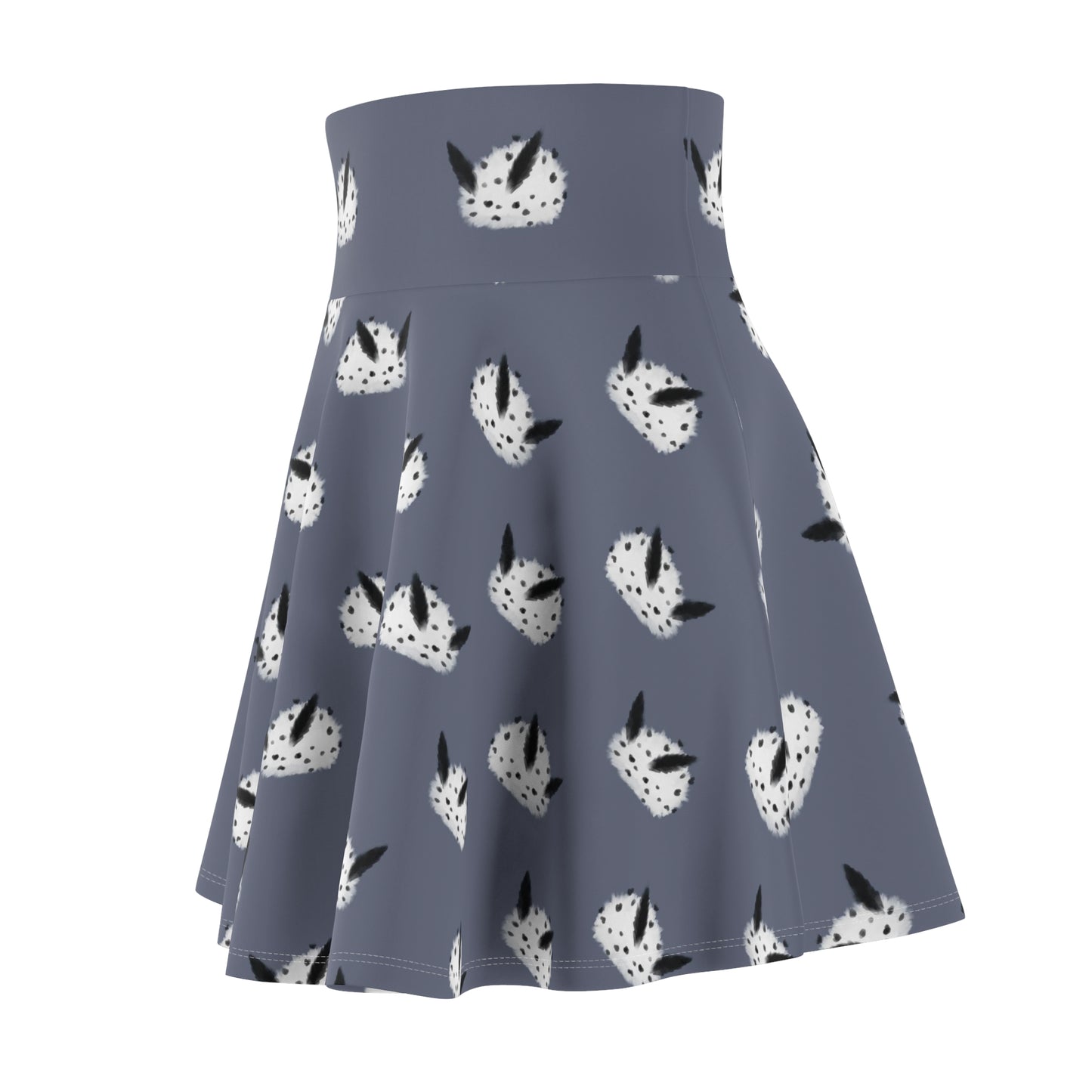 Sea Bunny Grey A-Line Stretchy Skater Skirt