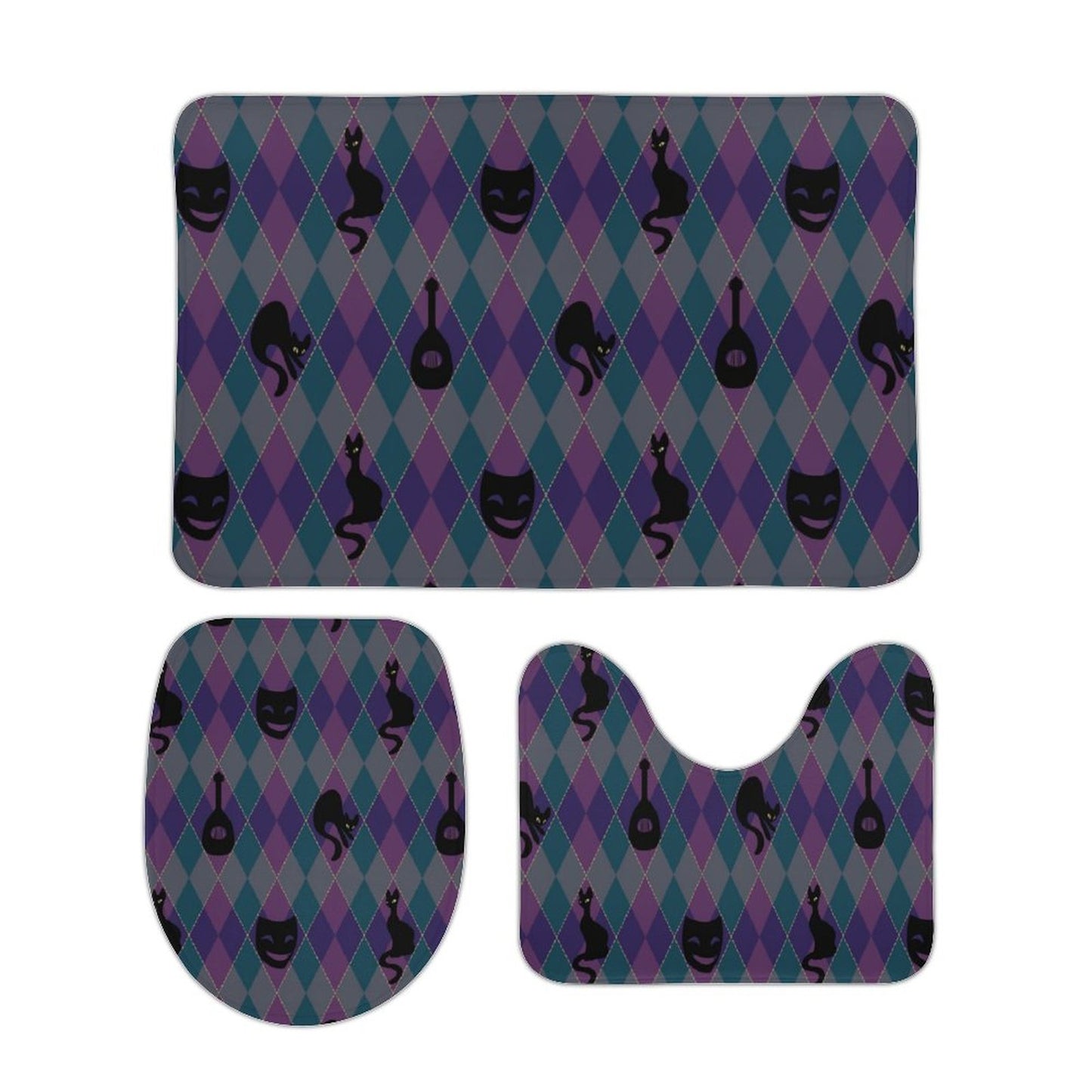 Catty Troubadour Coral Velvet Restroom Rug Set of 3-15.7"x23.6"/ 40x60cm
