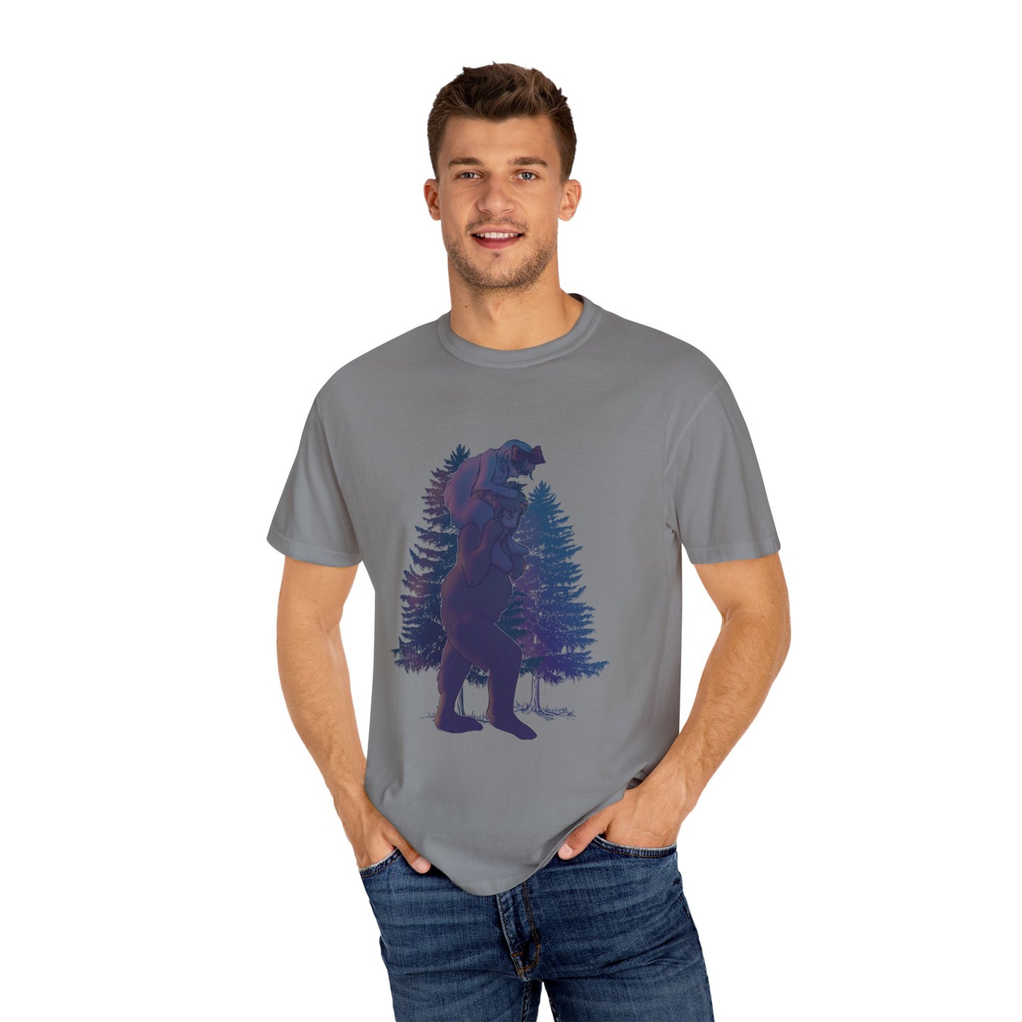 Colored Sasquatch Dad and Daughter Uni Garment-Dyed T-shirt Gift for Fathers