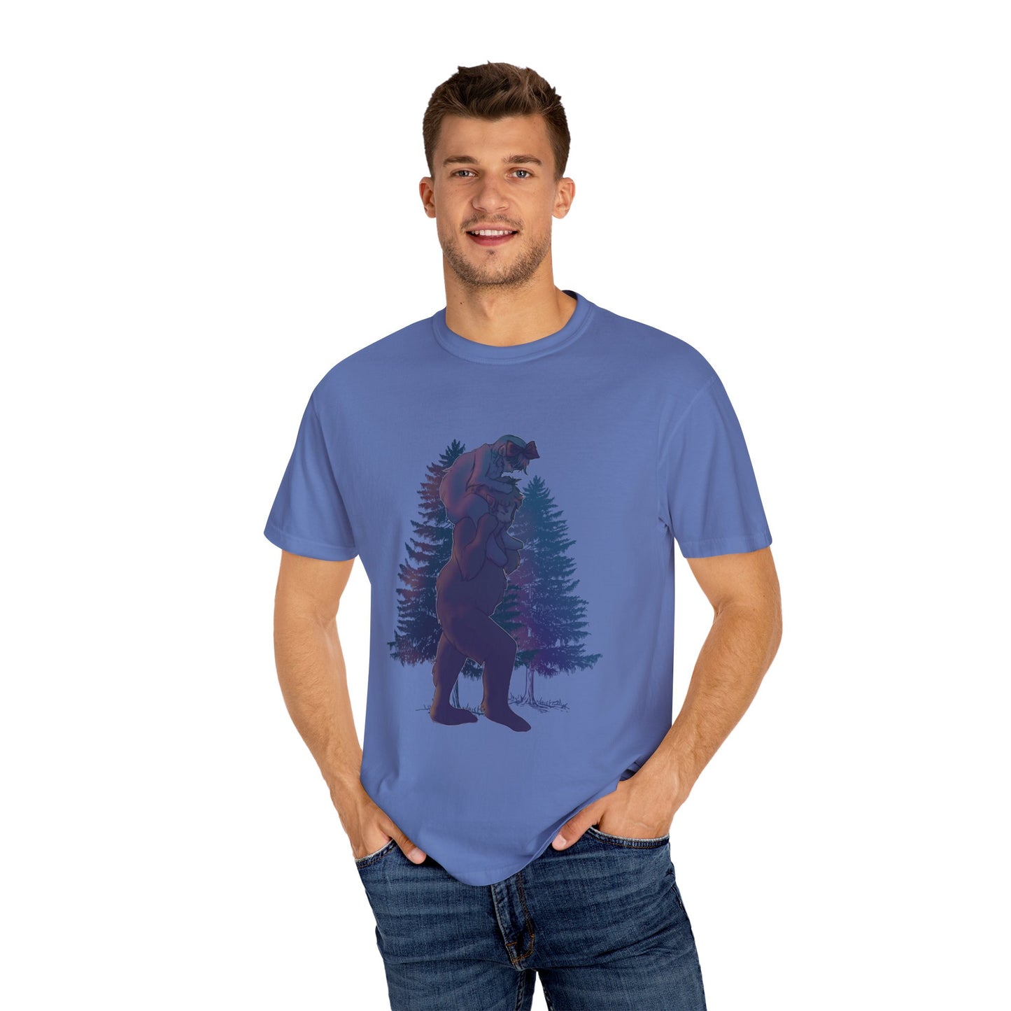 Colored Sasquatch Dad and Daughter Uni Garment-Dyed T-shirt Gift for Fathers