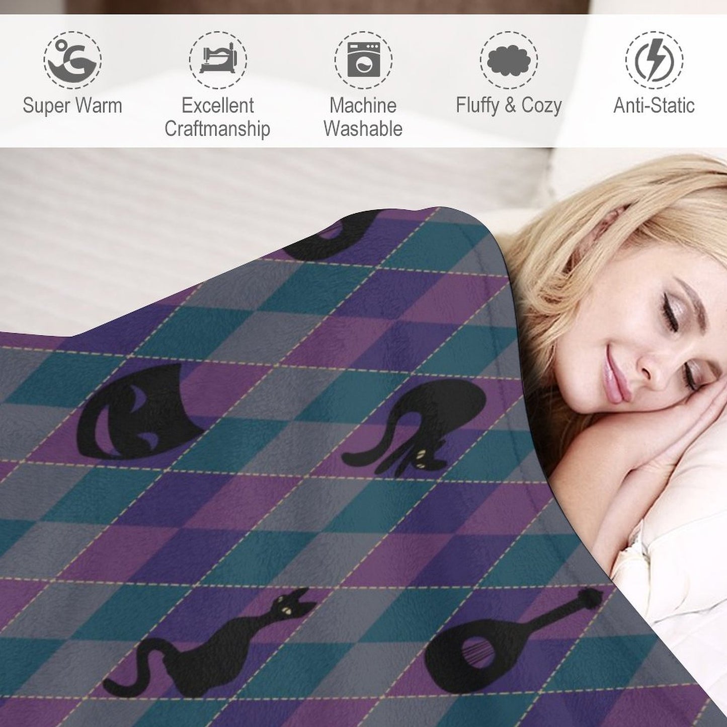 Catty Troubadour 280gsm Flannel Blanket-70"x80" (Dual-sided Printing)