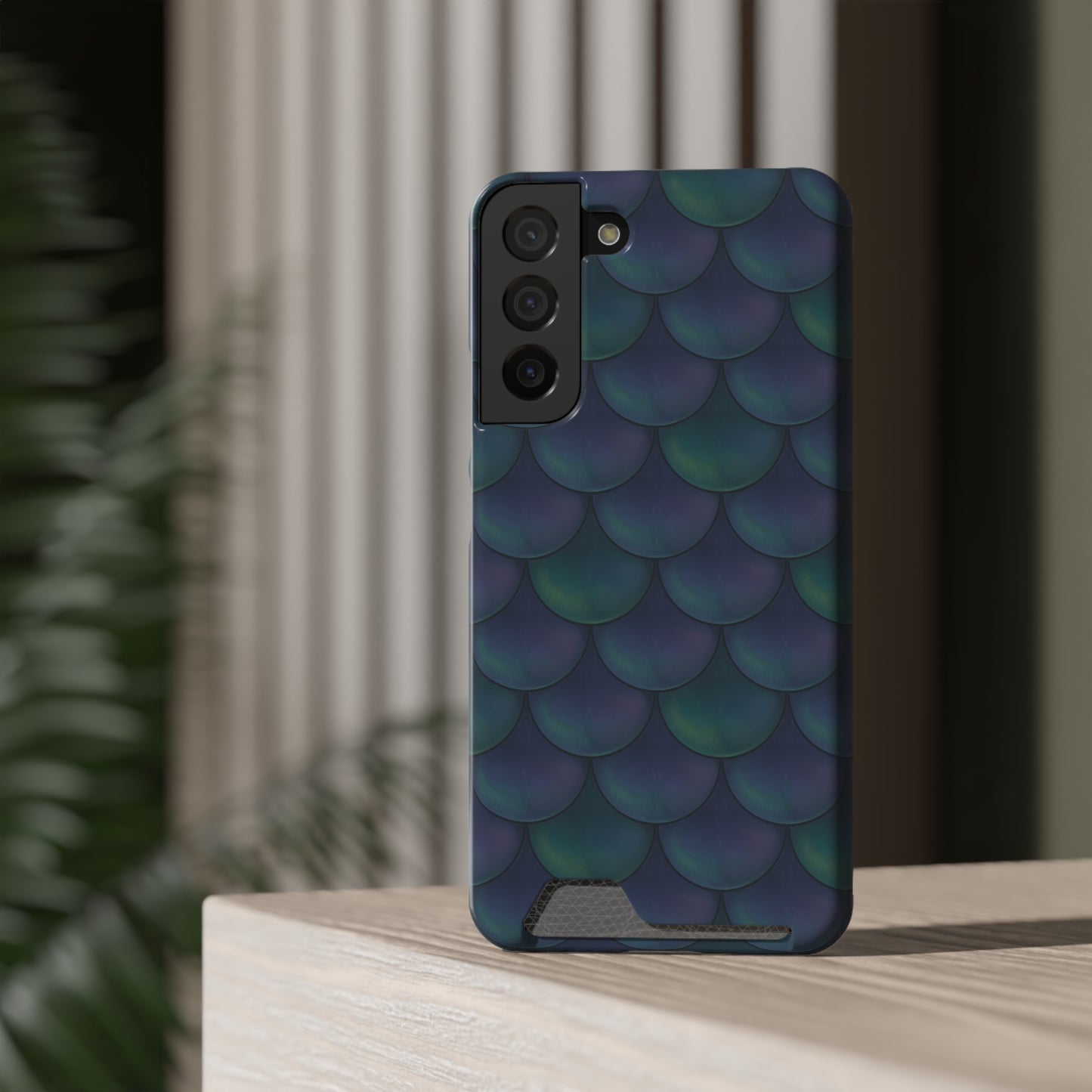 Blue Dragon Scale Phone Case With Card Holder