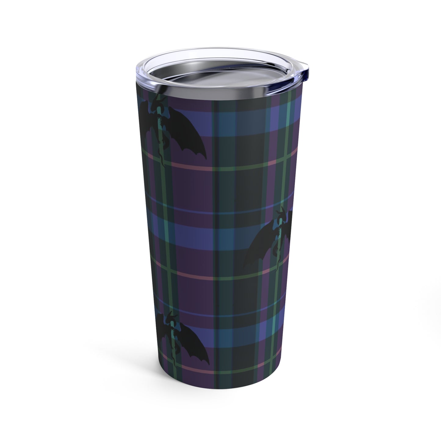 Purple Plaid Dragons Tumbler 20oz