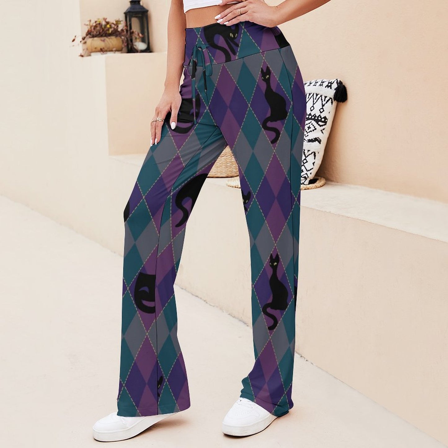 Catty Troubadour Personalized Drawstring Yoga PantsxP with Straight Baggy (All-Over Printing)