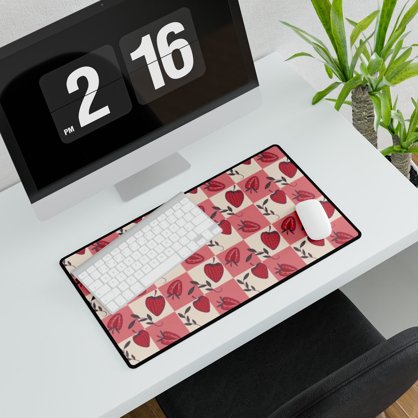 Strawberry Checkers Desk Mat