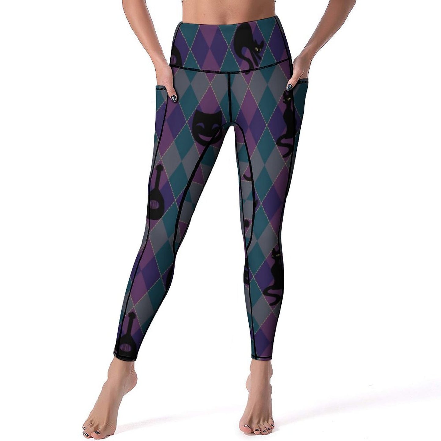 Catty Troubadour Custom Printed Yoga Pants with 2 Pockets CE003 (All-Over Printing)