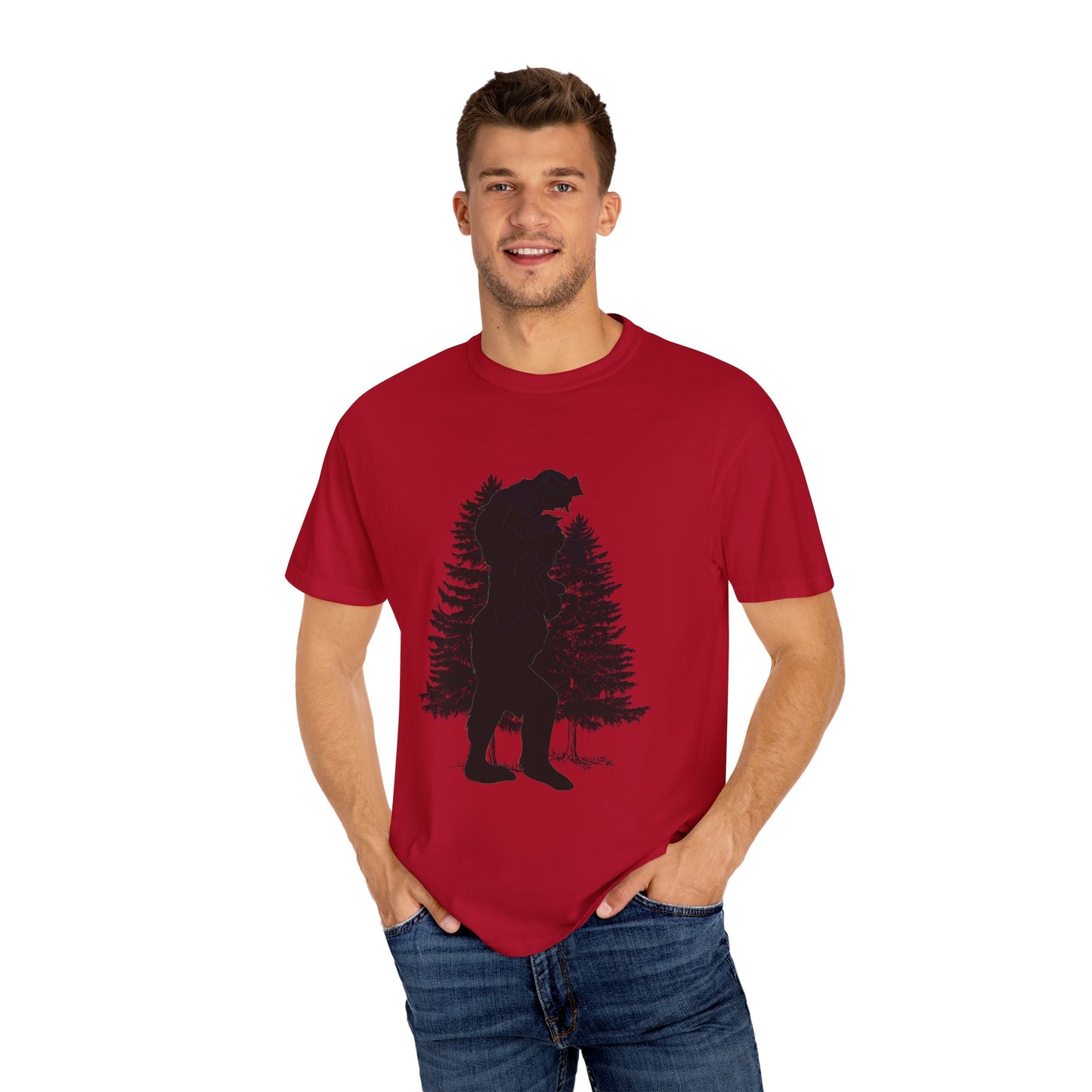 Sasquatch Dad Silhouette Simple Uni Garment-Dyed T-shirt Gift for Fathers