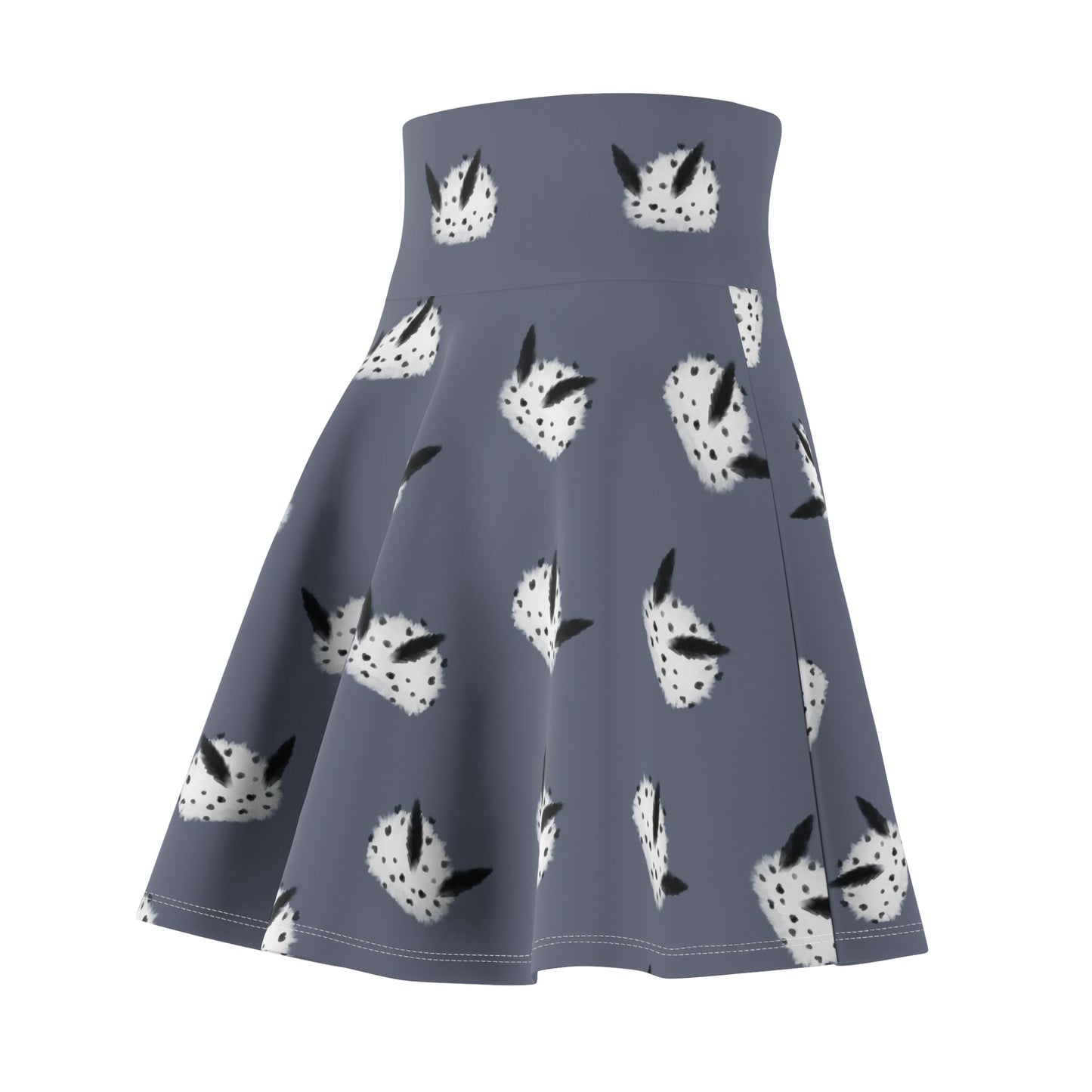 Sea Bunny Grey A-Line Stretchy Skater Skirt