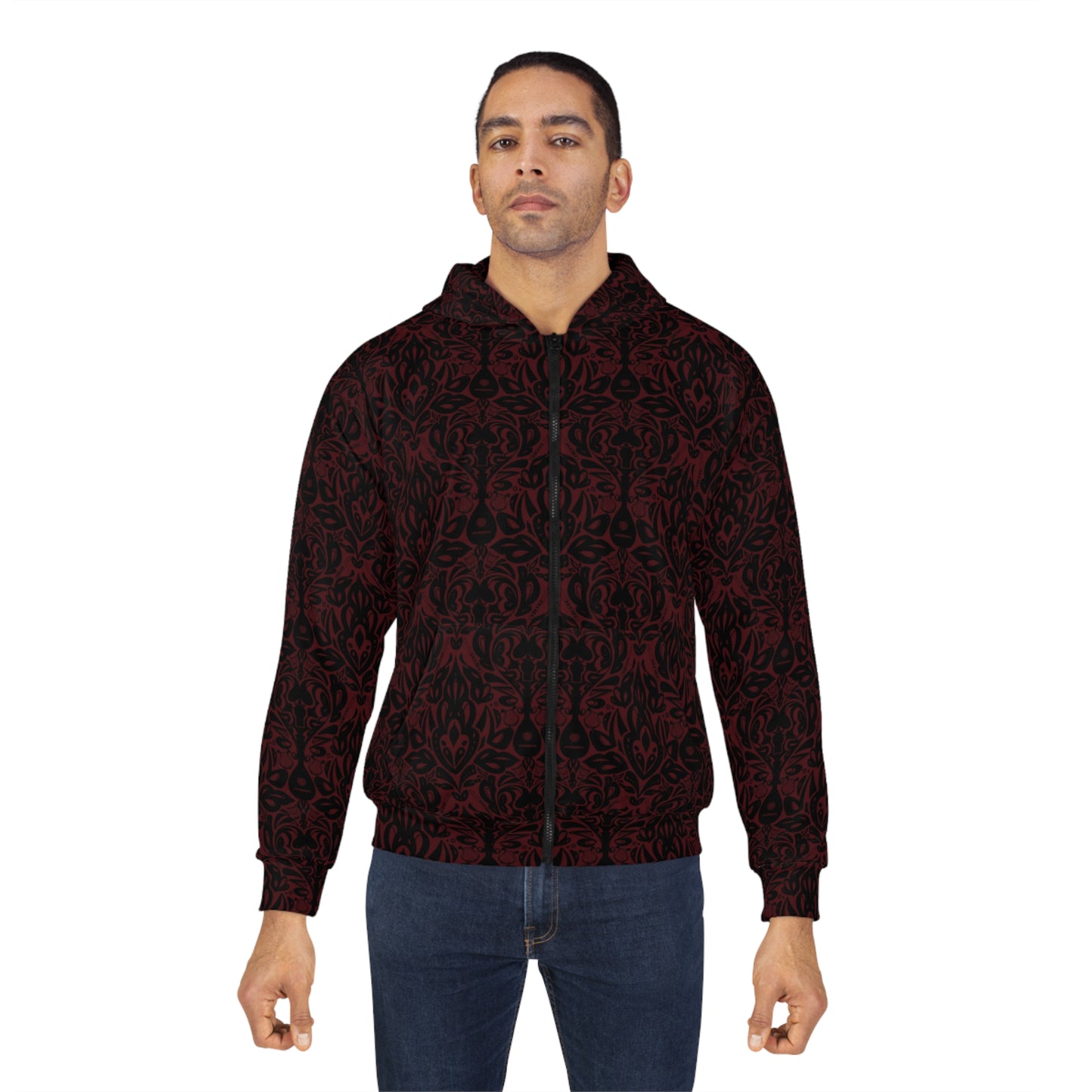 Dark Red Bard Unisex Zip Hoodie