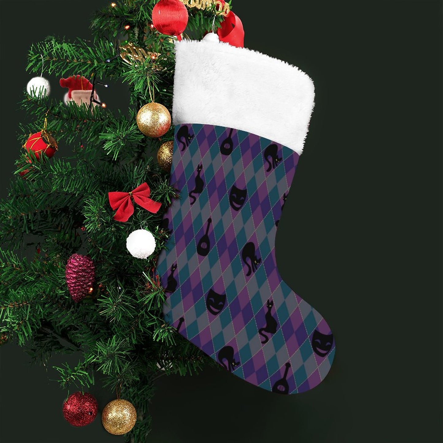 Catty Troubadour Personalized Santa Stocking