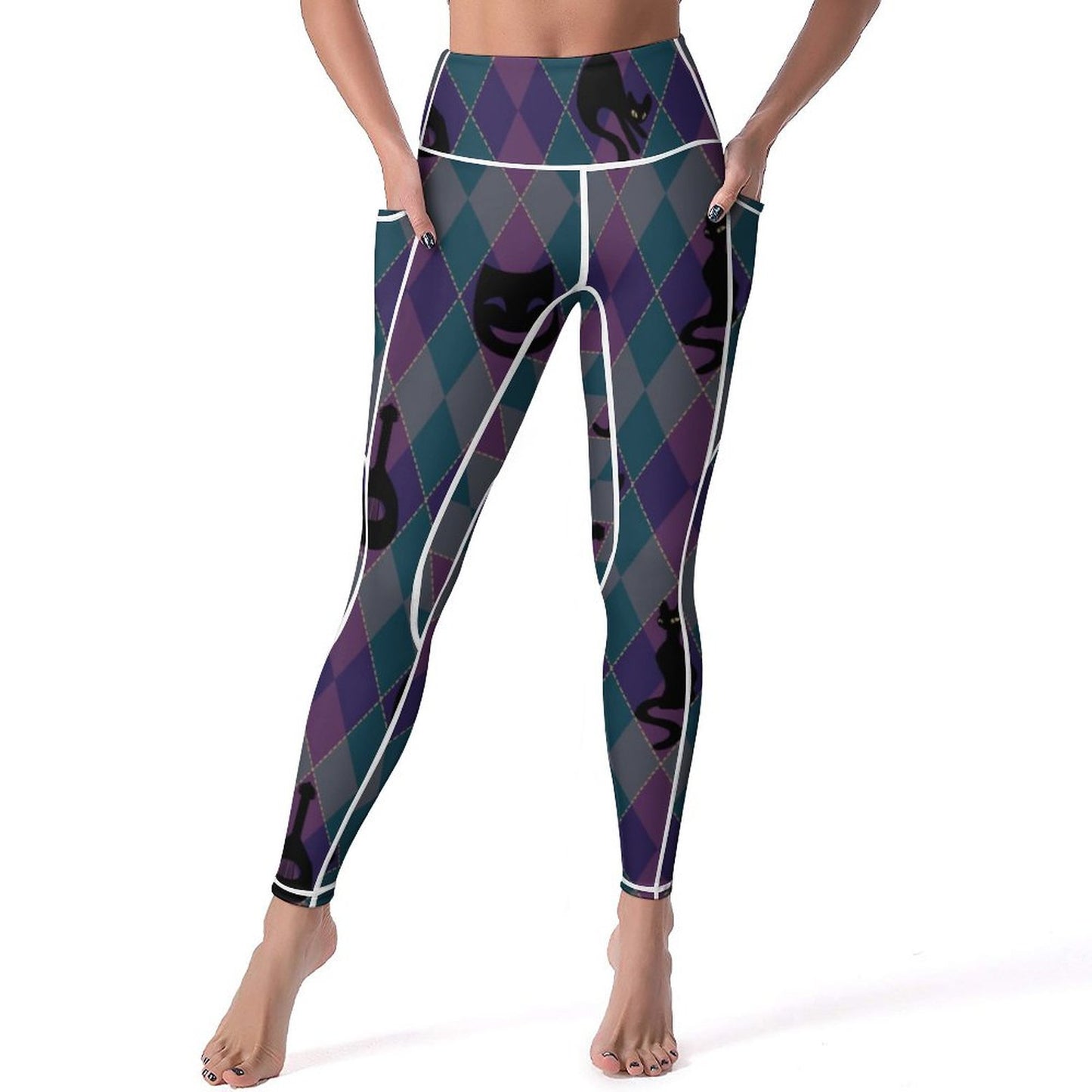 Catty Troubadour Custom Printed Yoga Pants with 2 Pockets CE003 (All-Over Printing)