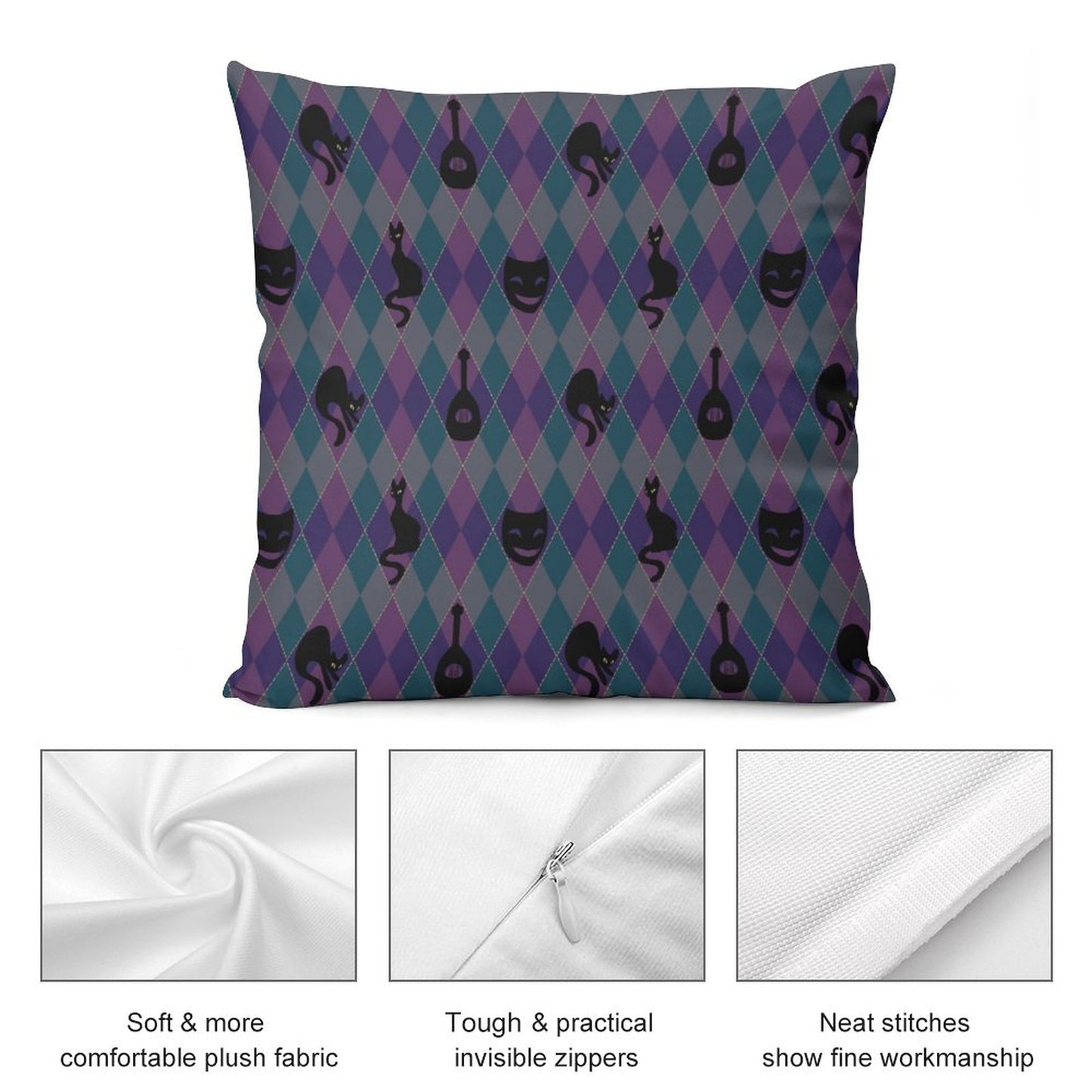 Catty Troubadour Plush Pillowcase Set of 4
